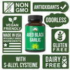Peak Performance Aged Black Garlic Capsules. Raw Vegan Pure Odorless