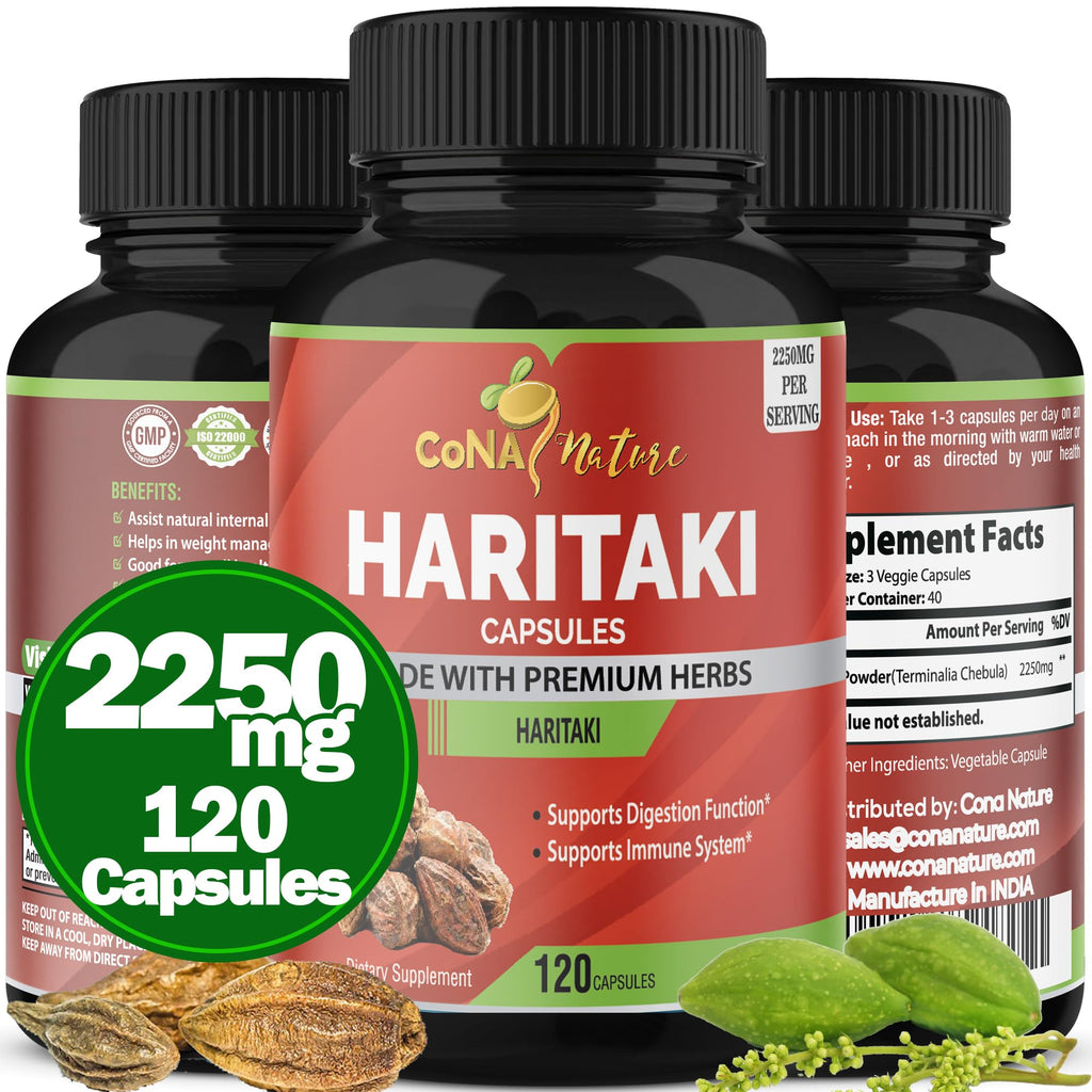 Organic India Haritaki Capsules 2250MG, Rejuvenation, Improving Digestion, Maintains Regularity | Non-GMO Vegan Gluten-Free Herbs and Supplements, 120 Caps