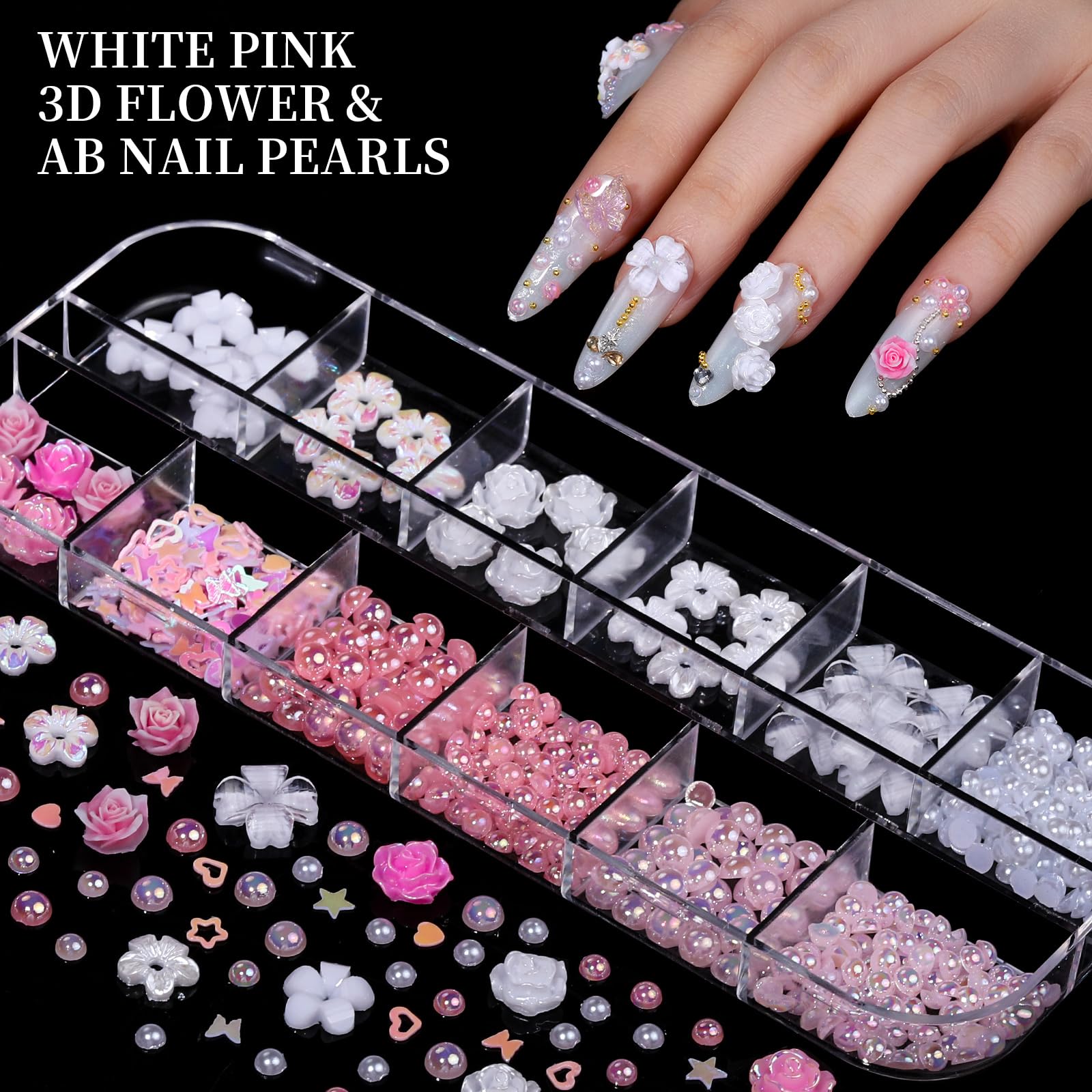 FANDAMEI Nail Charms, Nail Rhinestones Kit with 8 Boxes of Nail Gems, Bedazzling Kit for Nails, Colorful Clear Flatback Rhinestones, Charms Y2K for Nails, Multi Shape Nail Art Accessories for Crafts