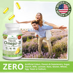 Triple Strength Omega 3 Fish Oil for Heart Health, Brain & Eyes – Burpless | High EPA & DHA Fish Oil for Men & Women, Lemon Flavor, Third Party Tested, Omega 3 Supplements for Joints – 120 Capsules