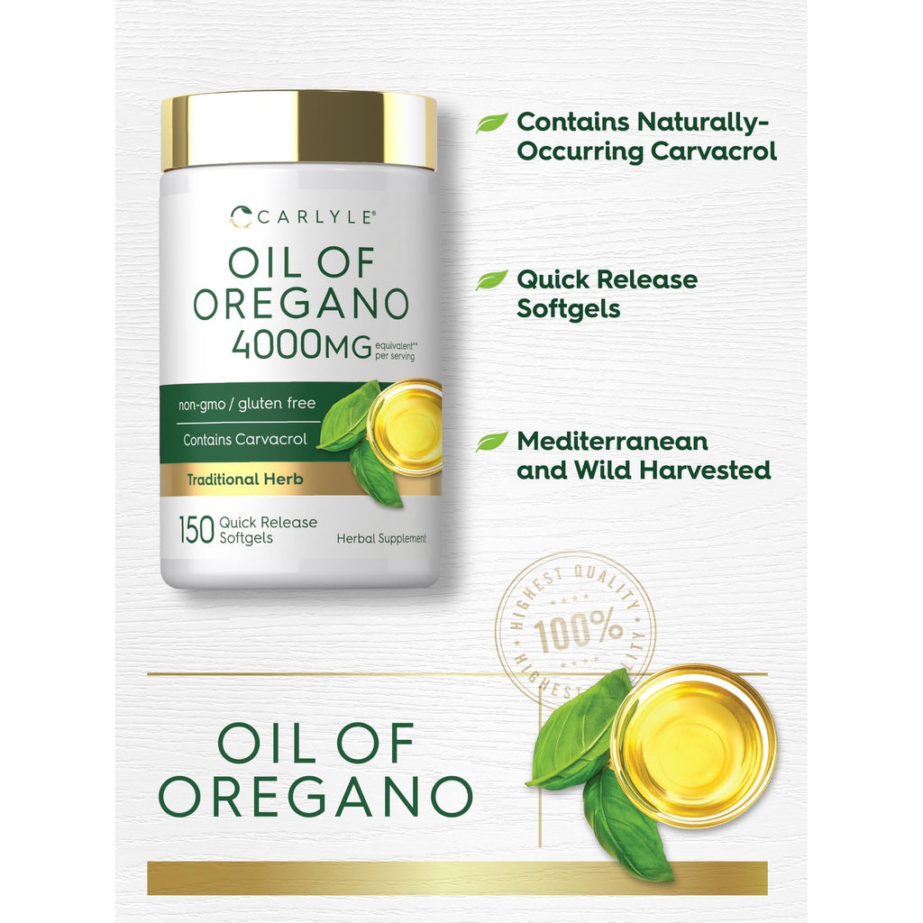 Carlyle Oregano Oil Supplement | 150 Softgel Capsules | Contains Carvacrol | Non-GMO & Gluten Free Formula