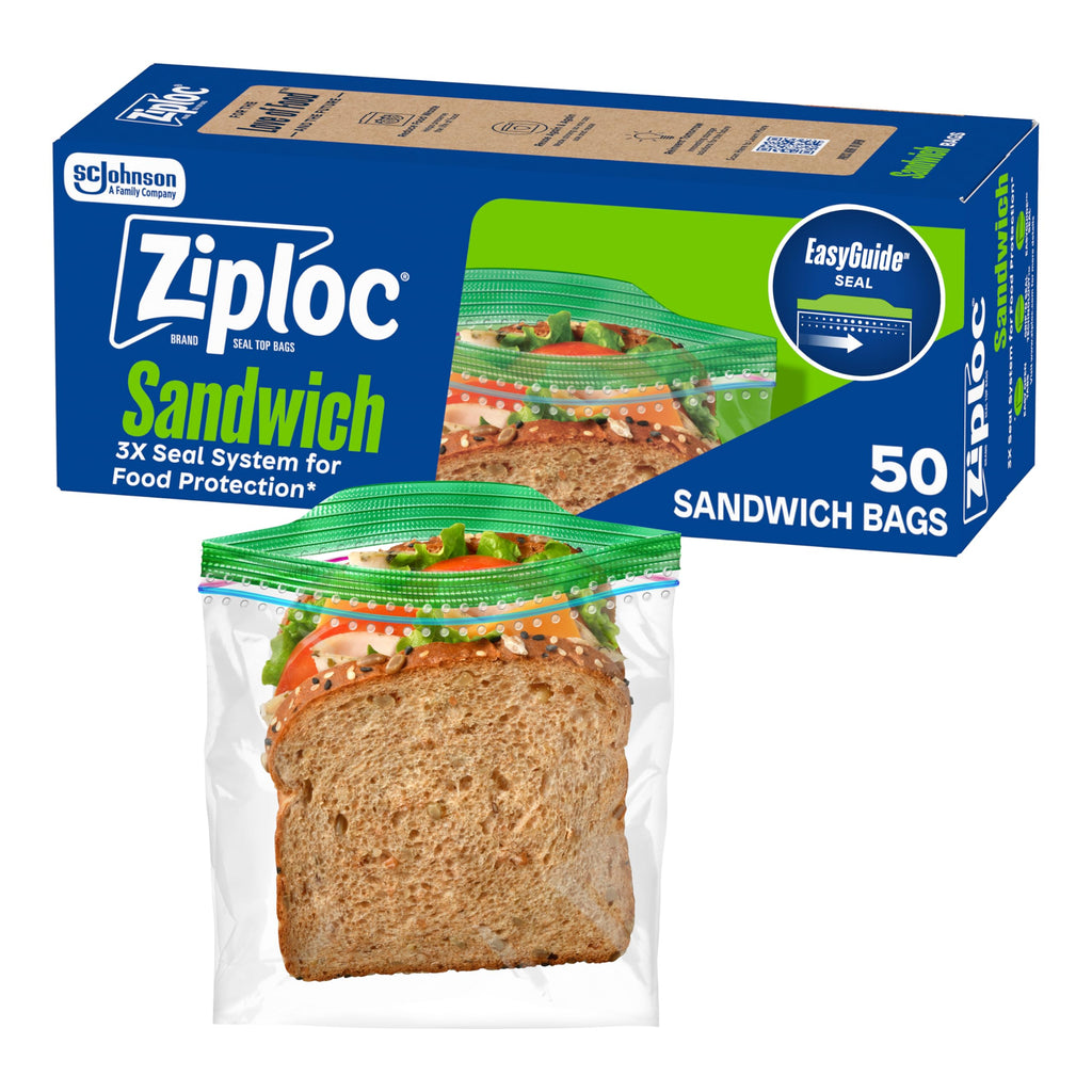 Buy now Ziploc Sandwich and Snack Bags with EasyGuide Texture, Plastic Storage Bags with Grip 'n Seal Technology, 270 Bags Total at indiglob india