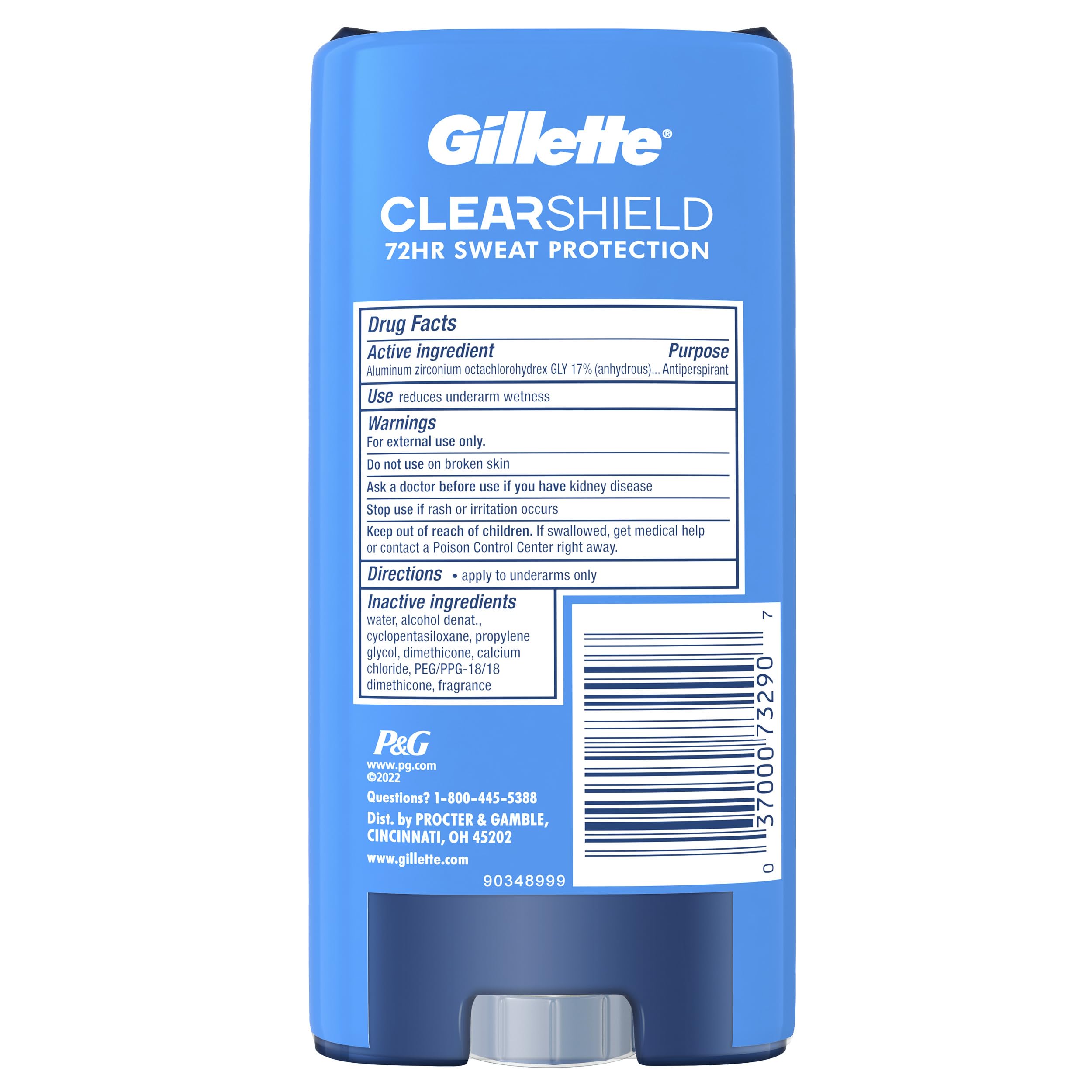 Buy now Gillette Antiperspirant and Deodorant for Men, 72hr Sweat & Odor Protection, Long Lasting Freshness, Anti-White Mark Technology, Clear Gel, Wild Rain Scent, 3.8 oz (Pack of 2) at indiglob india