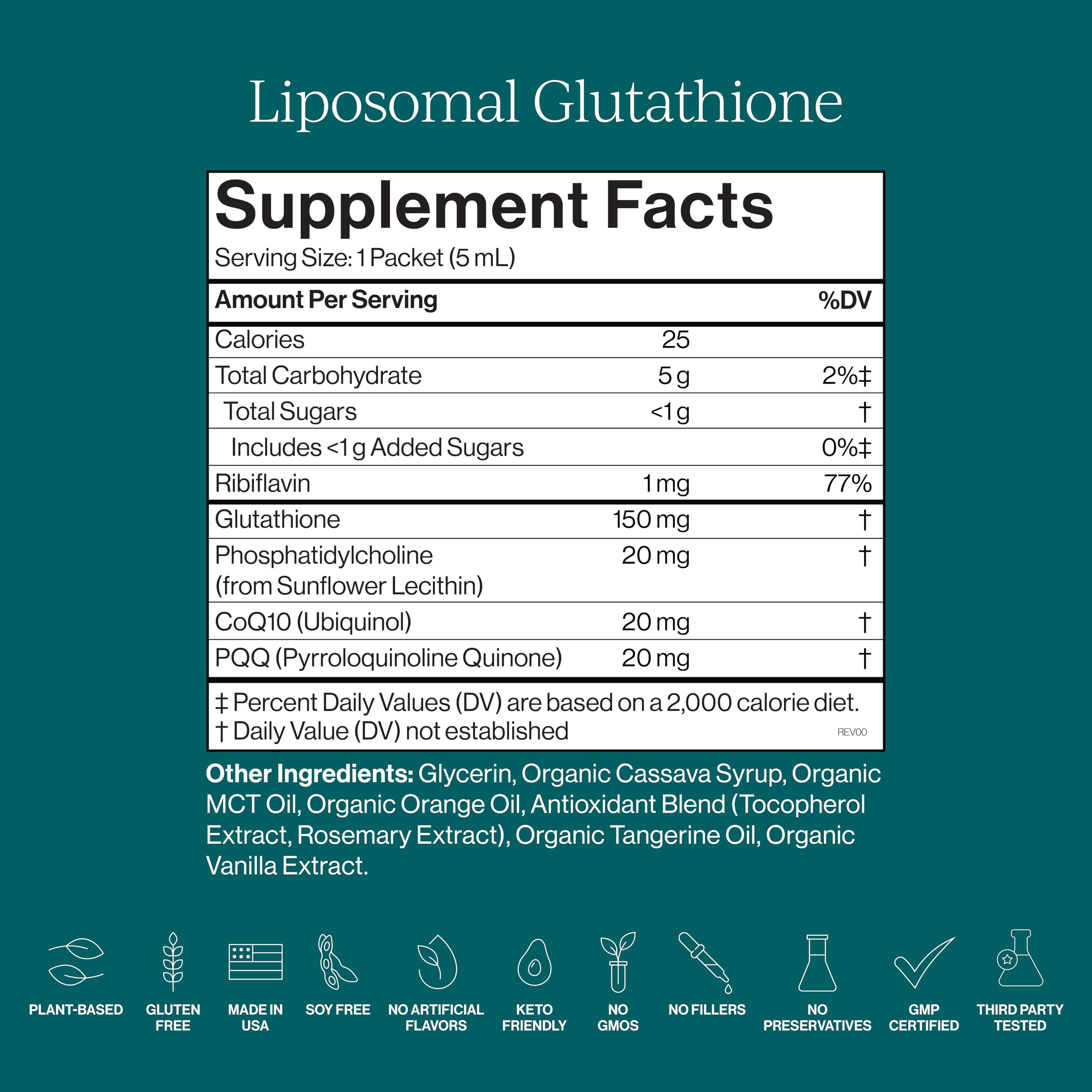 CYMBIOTIKA Liposomal Glutathione – PQQ, CoQ10, Detox & Skin Support | With PQQ, CoQ10 & vitamin B2. Sunflower liposomal delivery. Vegan, non-GMO, third-party tested. Citrus Vanilla, 26 packets.