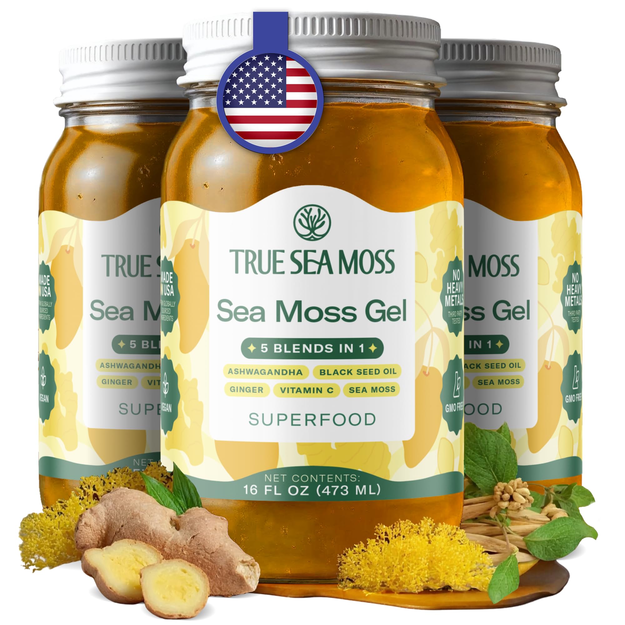 Buy now TrueSeaMoss Sea Moss Gel – Made in USA – Wildcrafted Seamoss, Fruits & Jarred Vegetables – Pineapple, Pack of 1 (Labels may Vary) Ashwagandha 16 Fl Oz (Pack of 3) at indiglob india