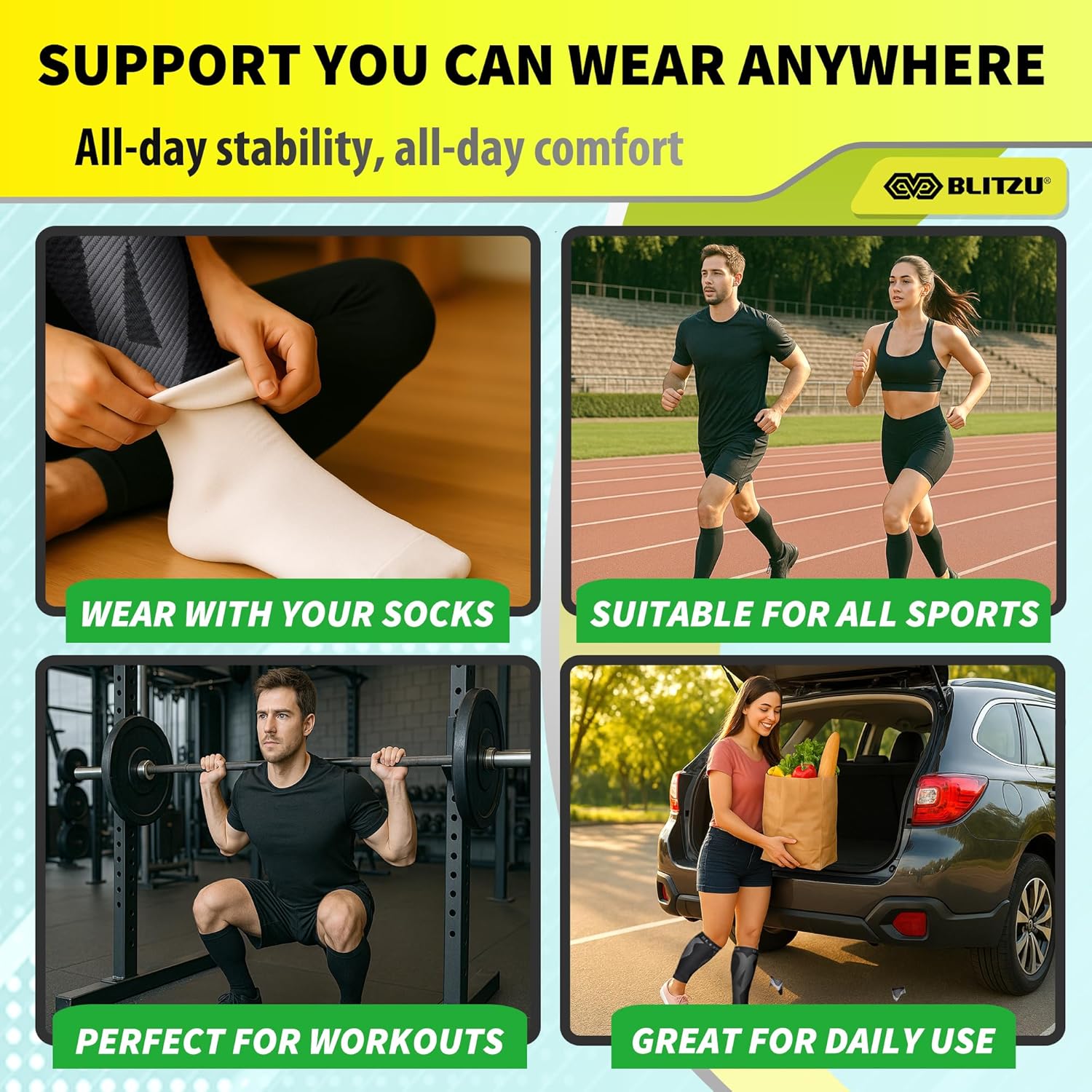 Buy now BLITZU Calf Compression Sleeve for Men & Women Footless Compression Socks Support Runners Leg Sleeve Shin Splints Pain Relief at indiglob india