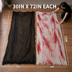 6Pcs Halloween Creepy Cloth 30×72inch, Scary Halloween Fabric Gauze, 2Pcs Blood 4Pcs Black Creepy Cloth for Yard, Doorway, Haunted House Party