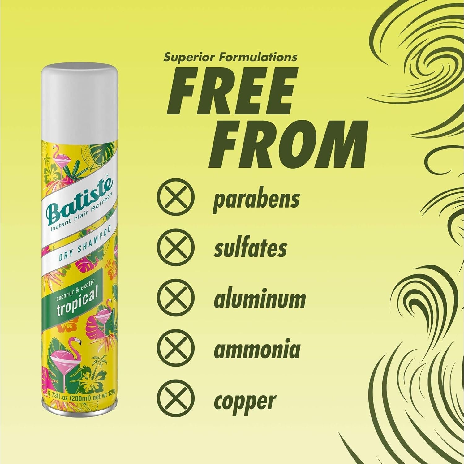 Buy now Batiste Dry Shampoo, Tropical Fragrance, 6.73 fl. oz. (Pack of 3) at indiglob india
