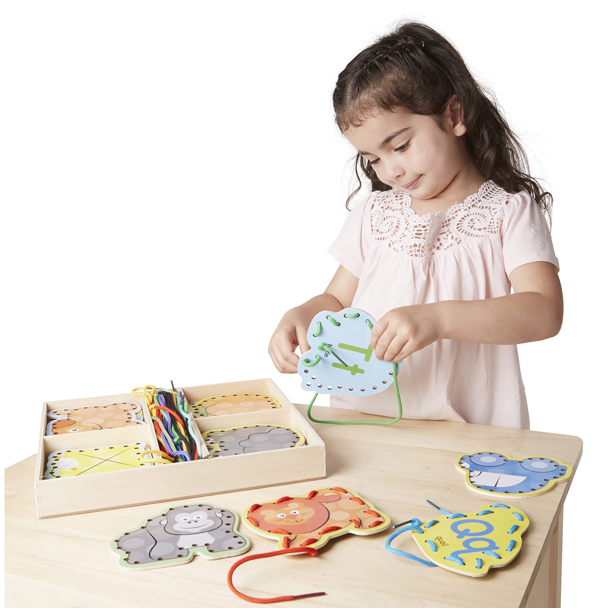 Buy now Melissa & Doug Alphabet Wooden Lacing Cards With Double-Sided Panels and Matching Laces at indiglob india