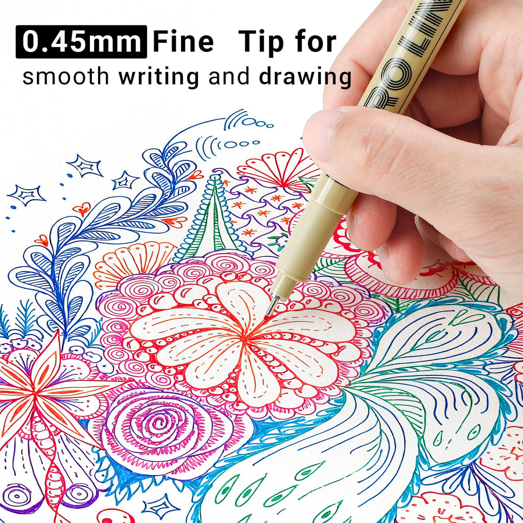 12 Colored Micro Pens 05, Fineliner pens Waterproof Archival Ink Micro Pen Set, Drawing Art Pens for Illustrating, Journaling, Bible Zentangle Supplies