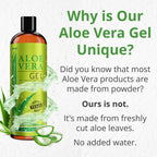 Seven Minerals Aloe Vera Gel with Freshly Cut Pure Organic Aloe - Big 12oz - Texas Grown, HighestQuality, Vegan, Unscented, Non-Sticky - After Sun, Skin & Face Moisturizer, Hair Mask