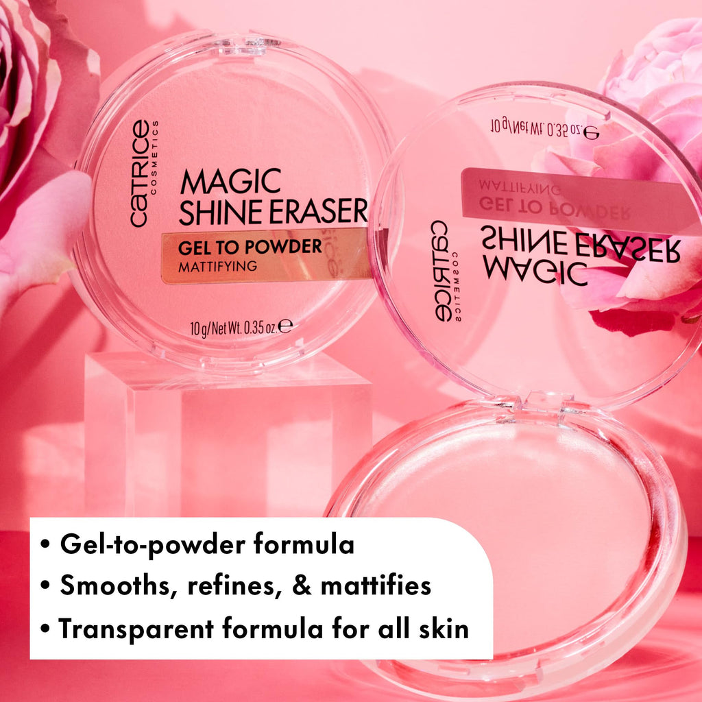 Catrice Magic Shine Eraser Gel-To-Powder, Instant Mattifying Setting Powder | Blurs Pores & Imperfections, Lightweight, Controls Shine, Translucent Matte Finish; Fragrance Free, Cruelty Free, 0.35 oz