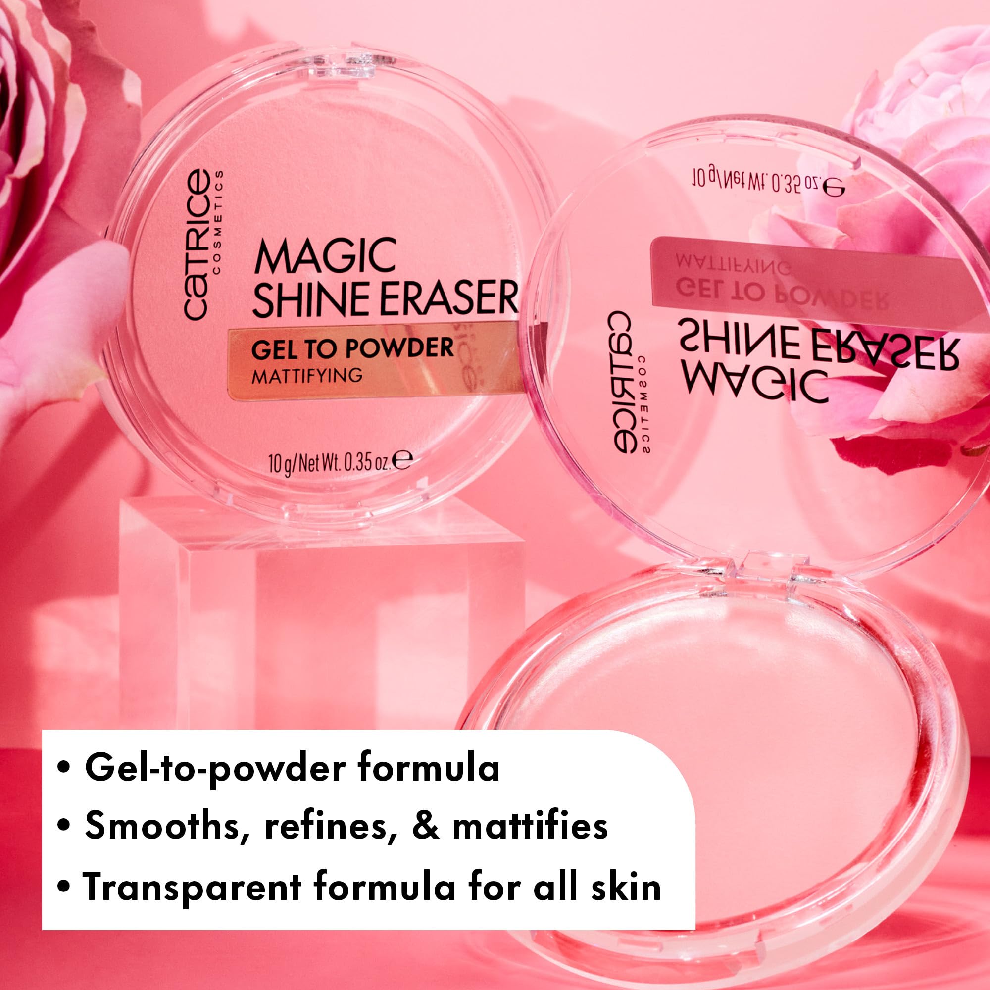 Catrice Magic Shine Eraser Gel-To-Powder, Instant Mattifying Setting Powder | Blurs Pores & Imperfections, Lightweight, Controls Shine, Translucent Matte Finish; Fragrance Free, Cruelty Free, 0.35 oz