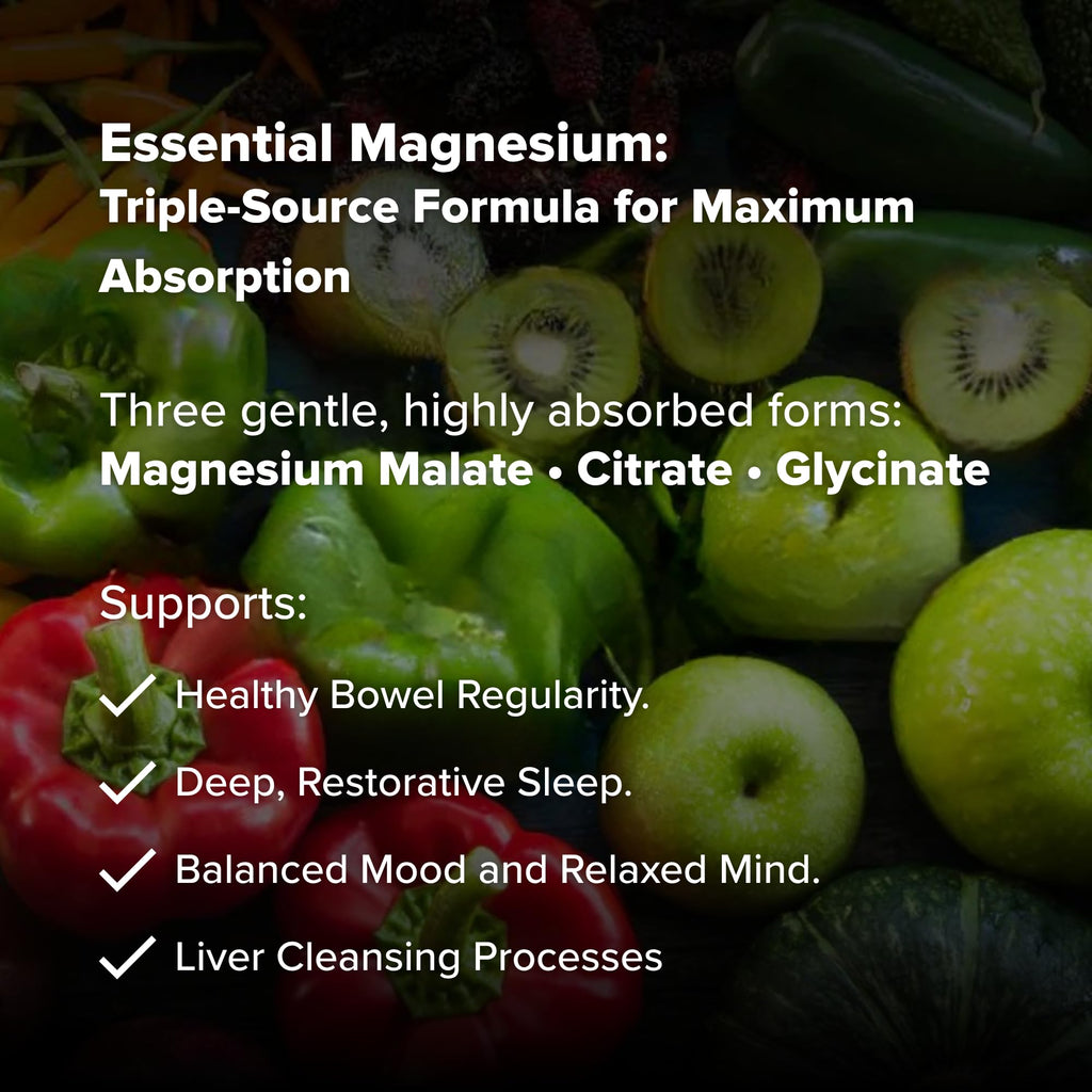 Essential Magnesium by Dr. Rajsree, MD | Supports Restful Sleep, Muscle Relaxation & Bowel Regularity | 3 Highly Absorbable Forms of Magnesium | 180 Capsules