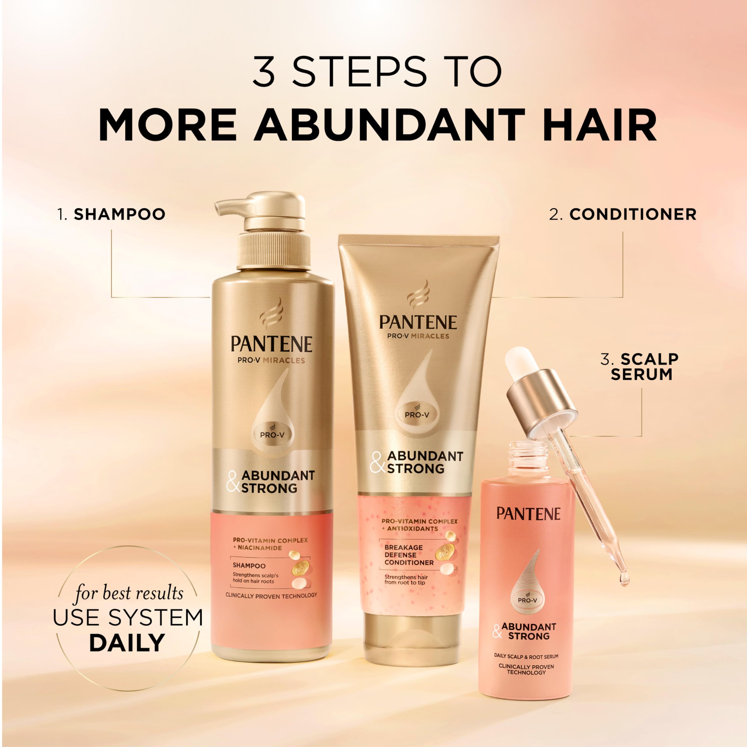 Pantene Abundant & Strong Conditioner, Strengthens Hair from Root to Tip, 8 oz