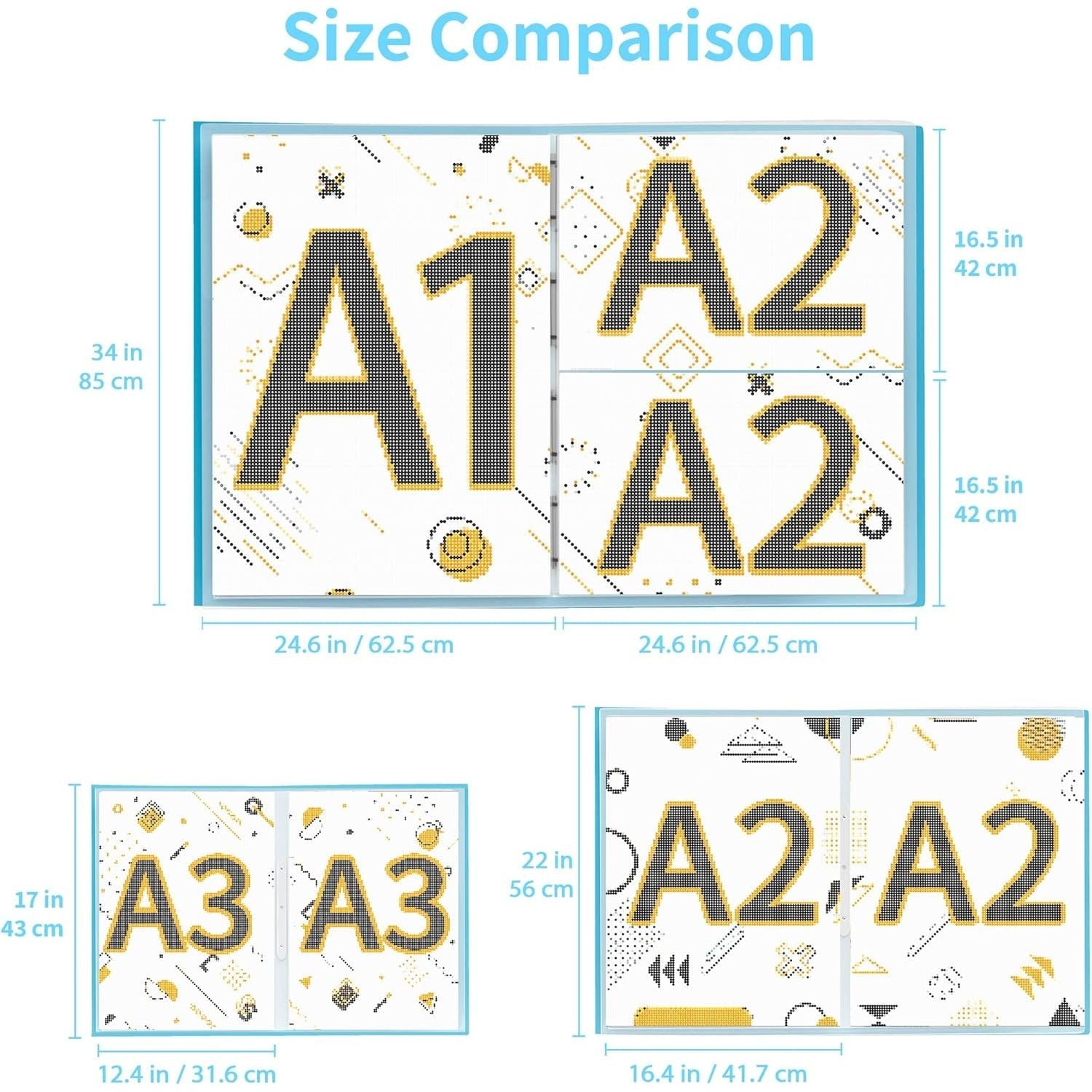 Buy now ARTDOT A2 Storage Book for Diamond Art Kits, Diamond Art Portfolio Folder with 30 Pocket Slevees Protectors (39.7 x 56cm) at indiglob india