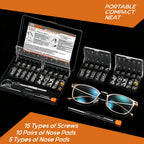 TEKPREM Magnetic Eyeglass Repair Tool Kit, Eye Glasses Repairing Screwdriver Set with Compatible Eyeglass Screws,Silicone Nose Pads,Tweezer,Small Screwdriver for Eyeglasses,Sunglasses and Nose Pads