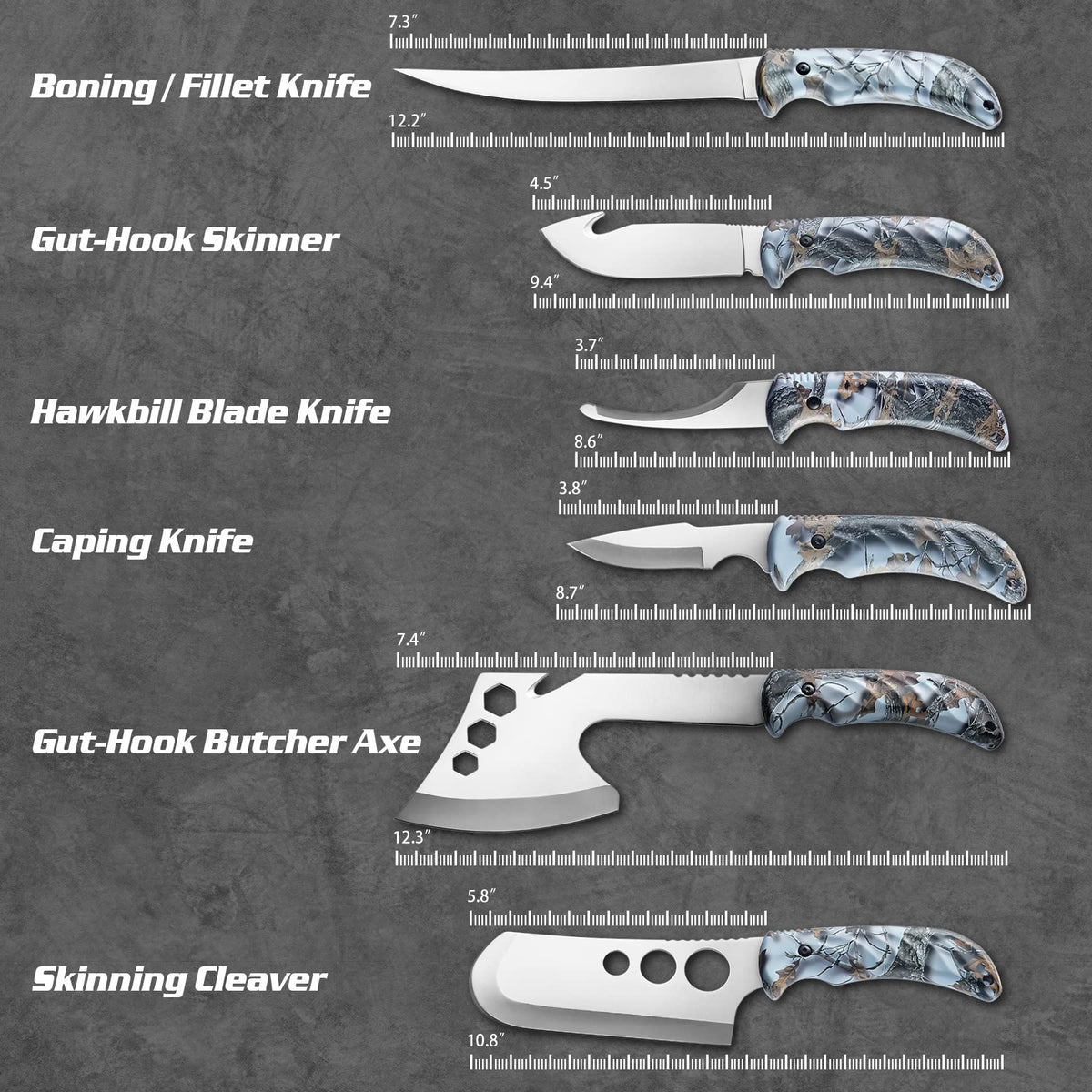 KNINE OUTDOORS Hunting Deer Knife Set Field Dressing Kit