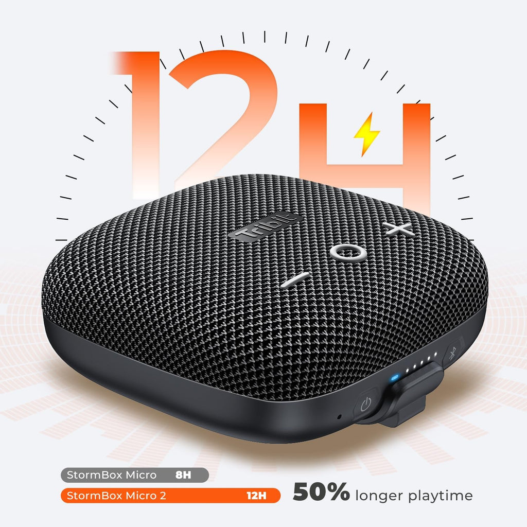 Buy now Tribit StormBox Micro 2 Wireless Portable Speaker: 10W Loud Deep Bass Sound, IP67 Waterproof Bike Speaker with Bluetooth 5.3, 12H Playtime, TWS Pairing for Camping Travel Hiking at indiglob india