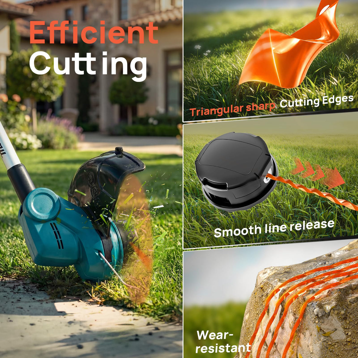 Eventronic 15 Pack AL2420P Replacement Twisted Trimmer Line Compatible with All 15" EGO 56-Volt String Trimmers Weed Eater, Pre-Cut 0.095" 210Ft Weed Wacker String line for EGO Trimmers