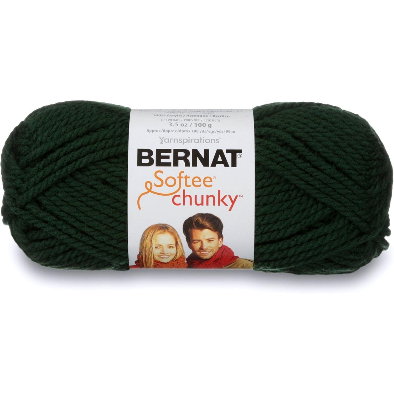Buy now Bernat Softee Chunky Yarn, 3.5 Oz, Gauge 6 Super Bulky, Grey Heather Pack of 1 Dark Green at indiglob india