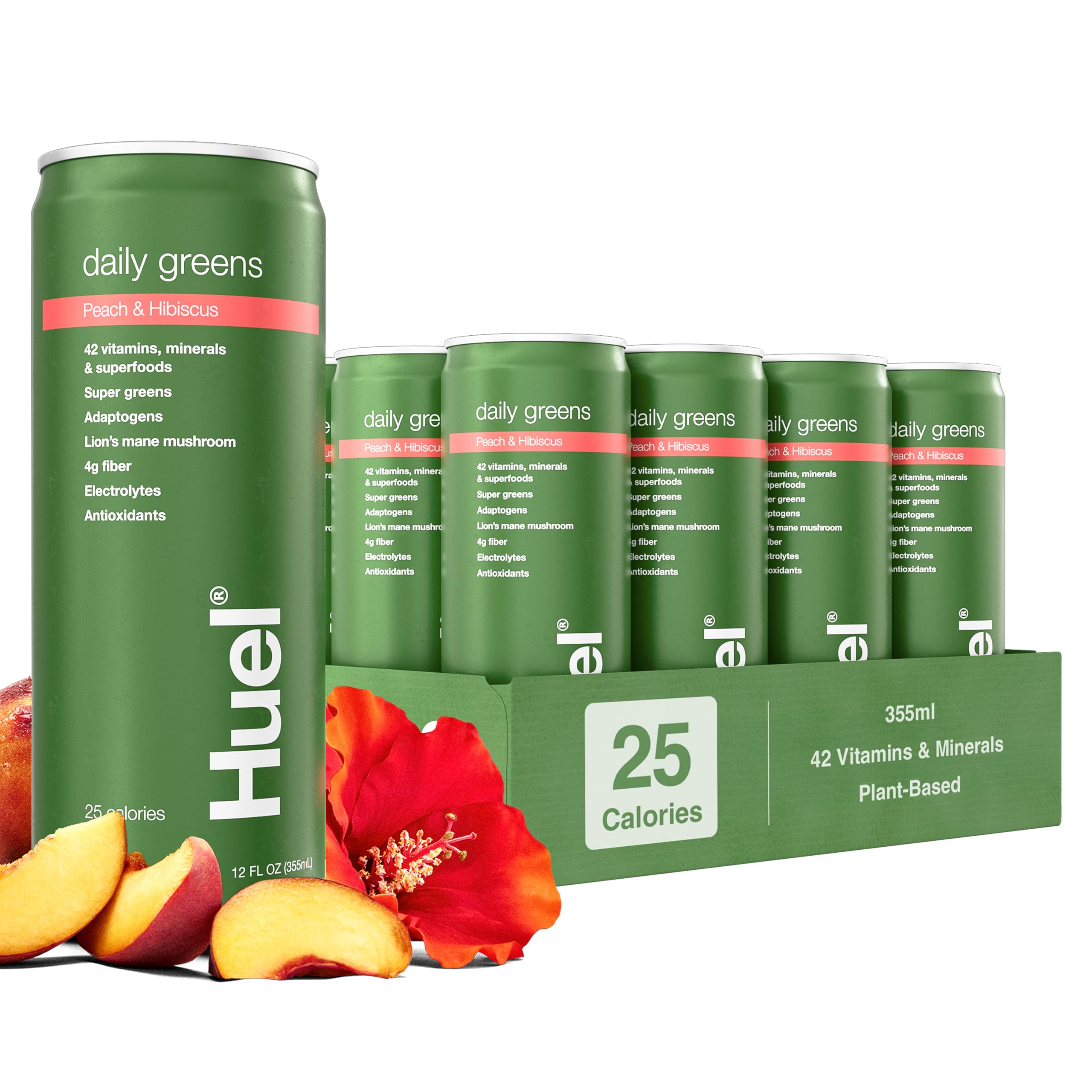 Huel Daily Greens Ready-to-Drink | Superfood Super Greens | 4g Fiber | Blueberry Lemon Thyme | 12 fl oz - 12 Pack | 42 Vitamins, Minerals, and Superfoods | Adaptogens, Antioxidants, & Probiotics