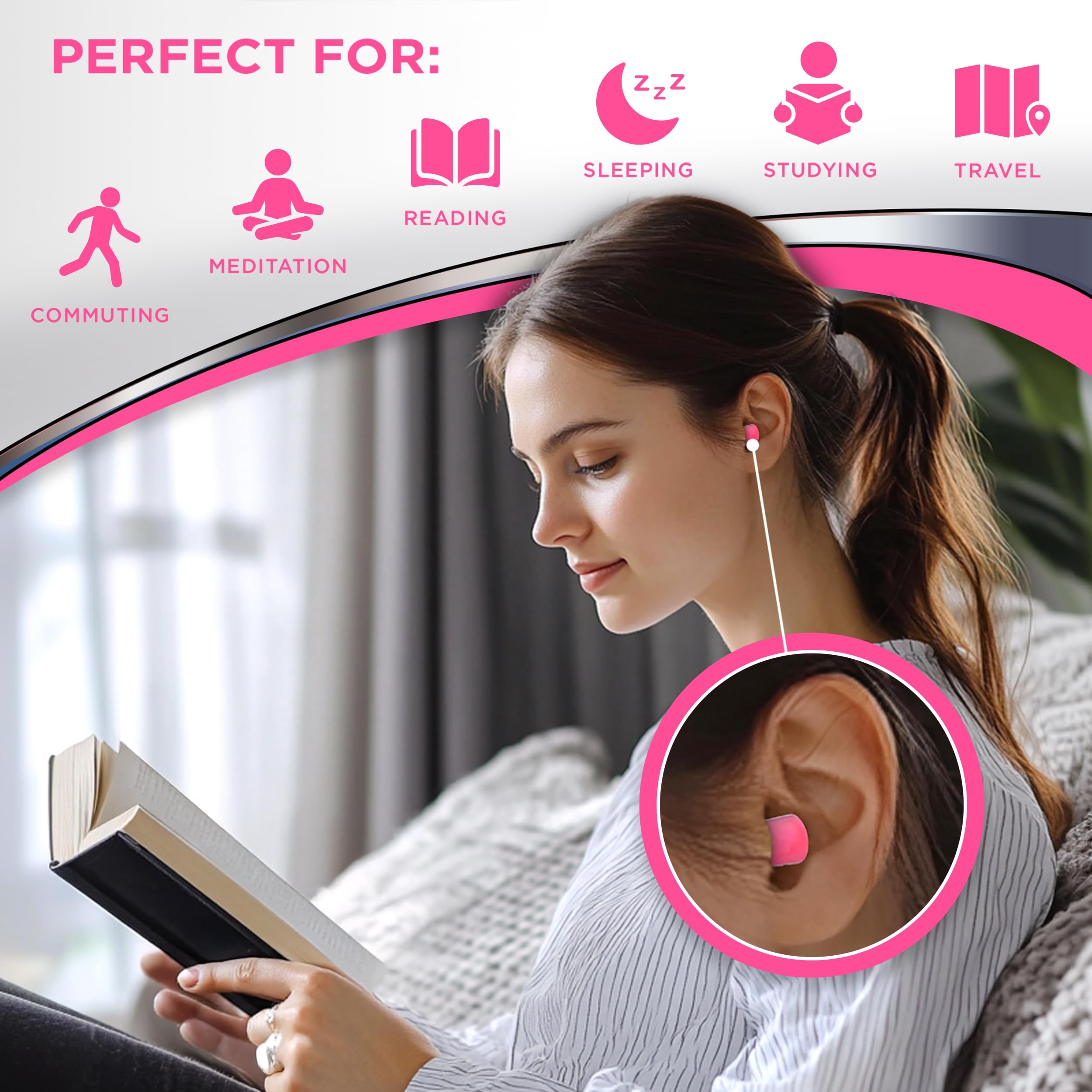 Buy now HEAROS Sleep Pretty in Pink Ear Plugs For Sleeping, 14 Pair (Pack of 1) at indiglob india