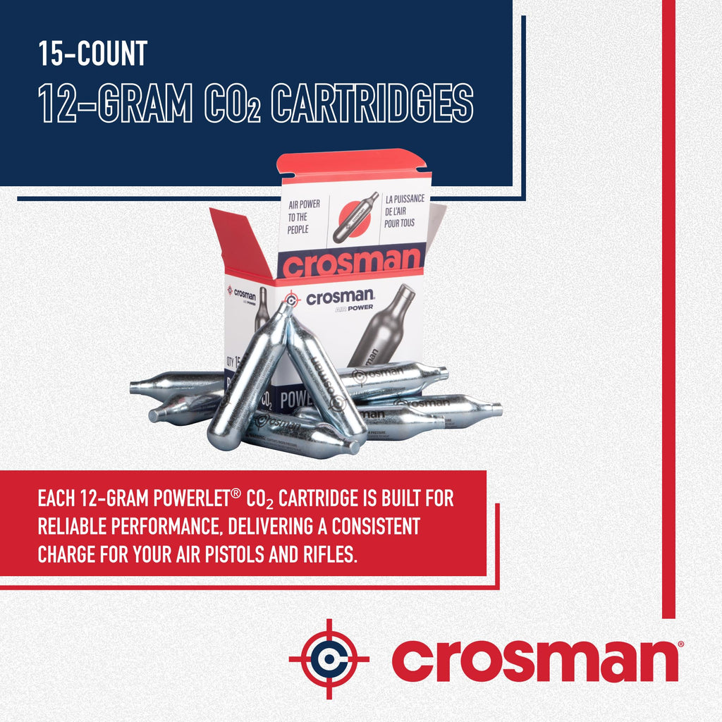 Crosman 15-Count CO2 Cartridges for Air Rifles and Air Pistols