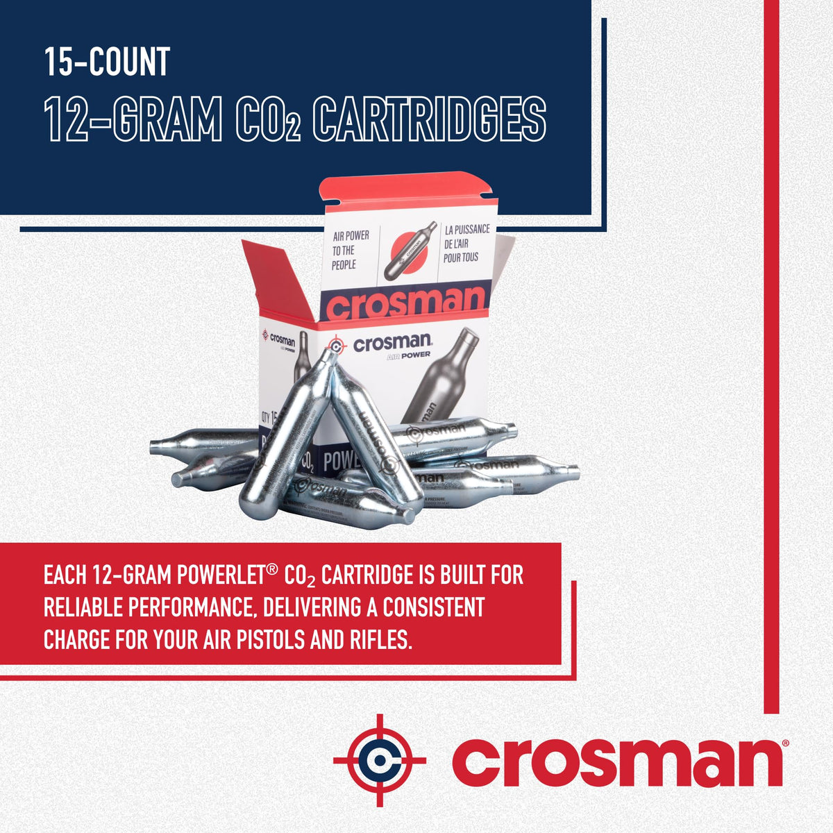 Crosman 15-Count CO2 Cartridges for Air Rifles and Air Pistols