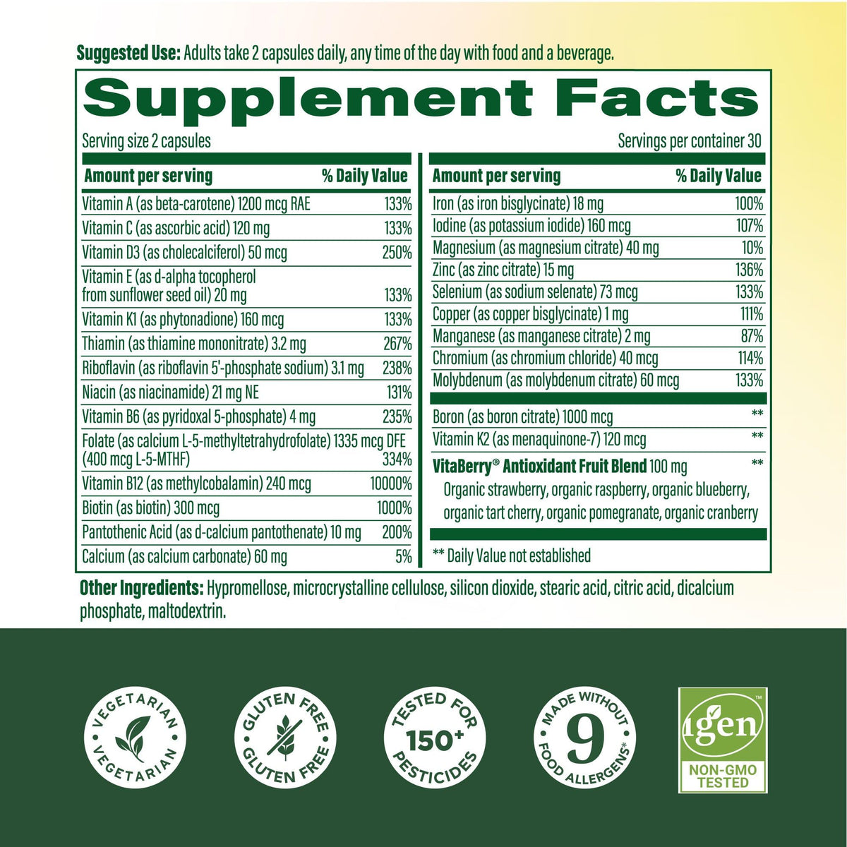 MegaFood Whole Body Multivitamin for Women with 25 Nutrients, 60 Capsules