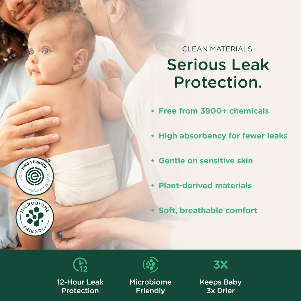 HealthyBaby Non-Toxic Diapers for Sensitive Skin - Size 1, 33 Count