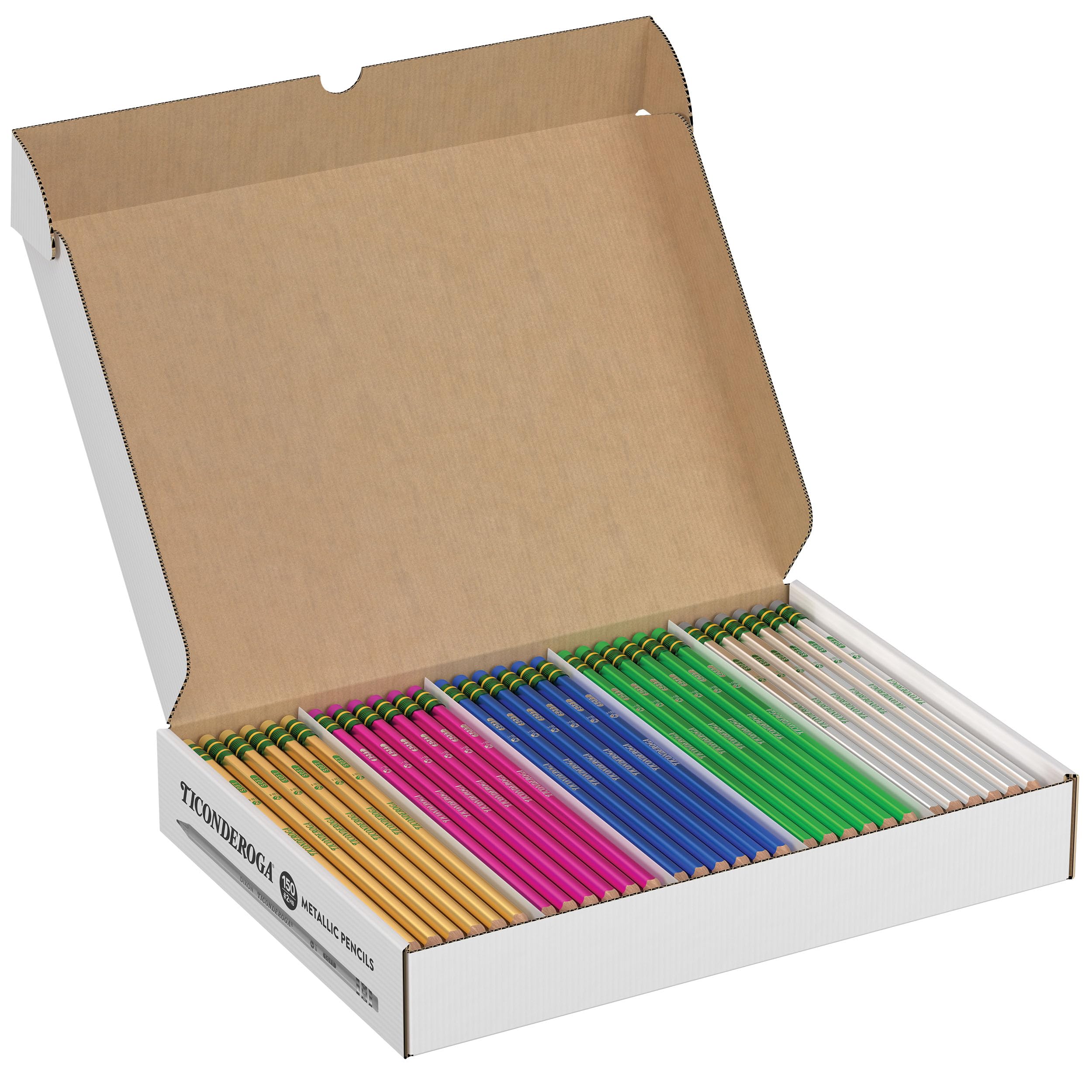 Buy now Ticonderoga Wood-Cased Pencils, Pre-Sharpened, #2 HB Soft, Neon Colors, 10 Count 150 150 Count Metallic at indiglob india