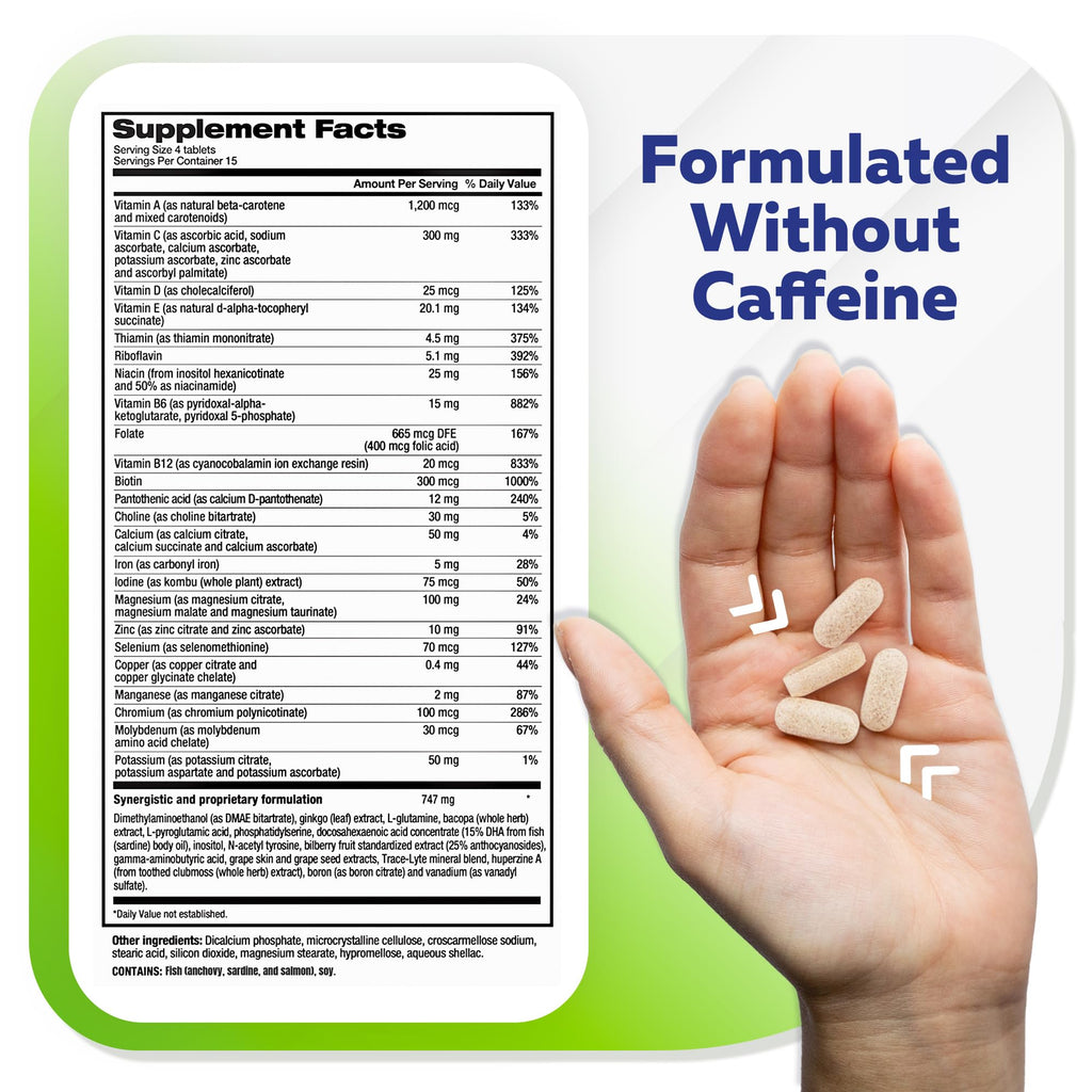 Focus Factor Adults Extra Strength, 120 Count - Brain Supplement for Memory, Concentration and Focus - Complete Multivitamin with DMAE, Vitamin D, DHA - Trusted Health Vitamins