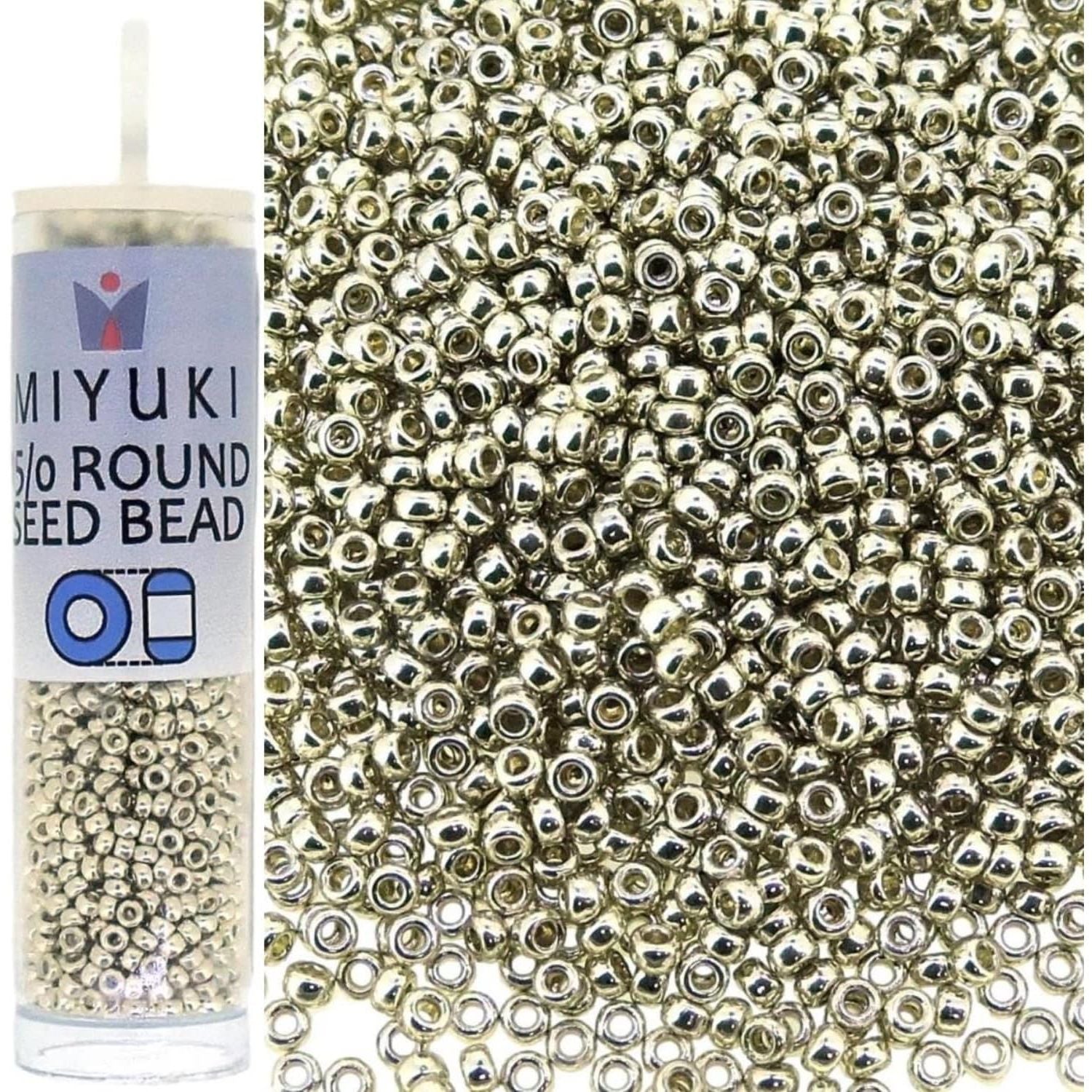 Buy now Miyuki Round Rocaille's Seed Beads Size 15/0 8.2g Duracoat Galvanized Silver 15-4201 at indiglob india