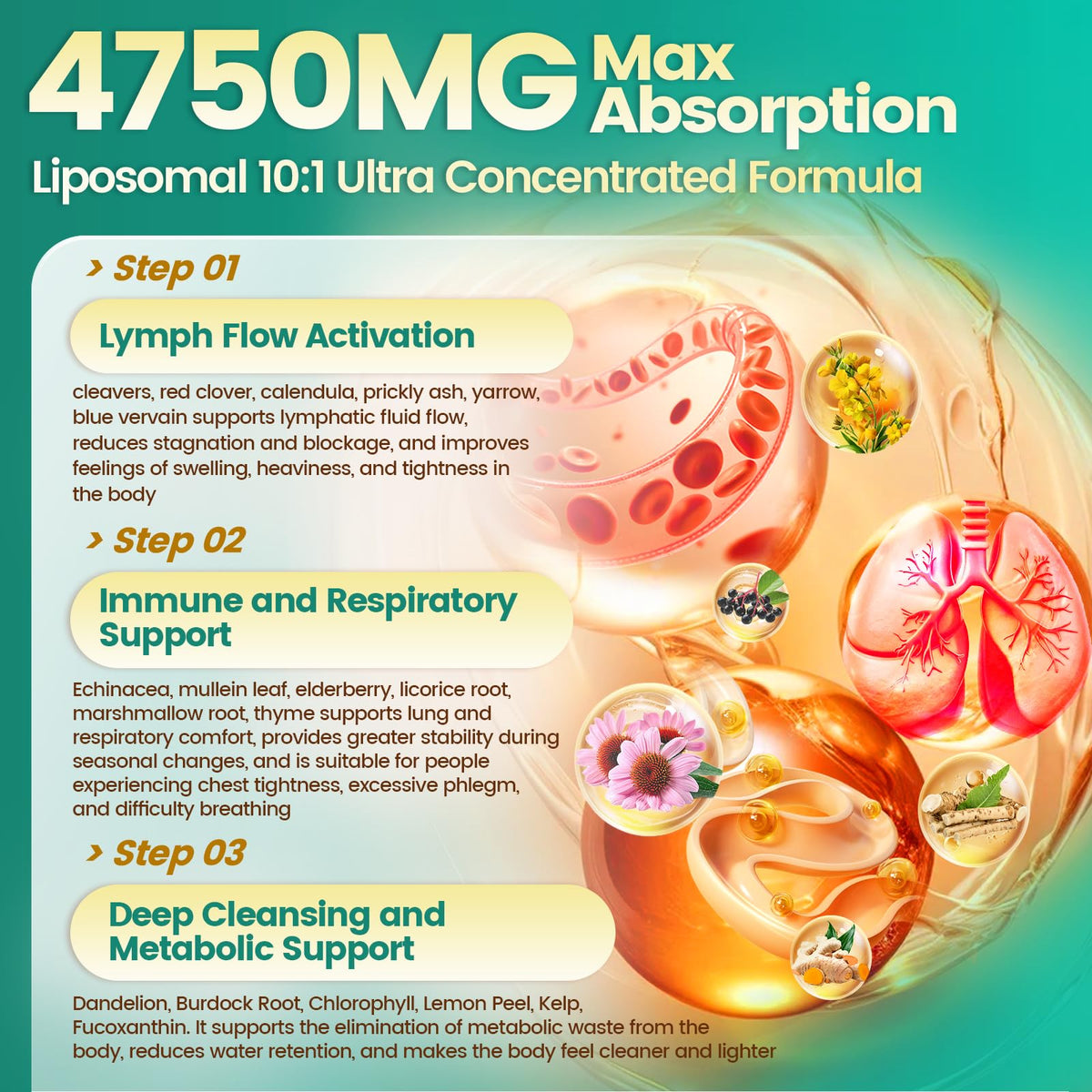 27-in-1 Lymphatic Drainage Supplements Capsules, Support Lymph System Detox