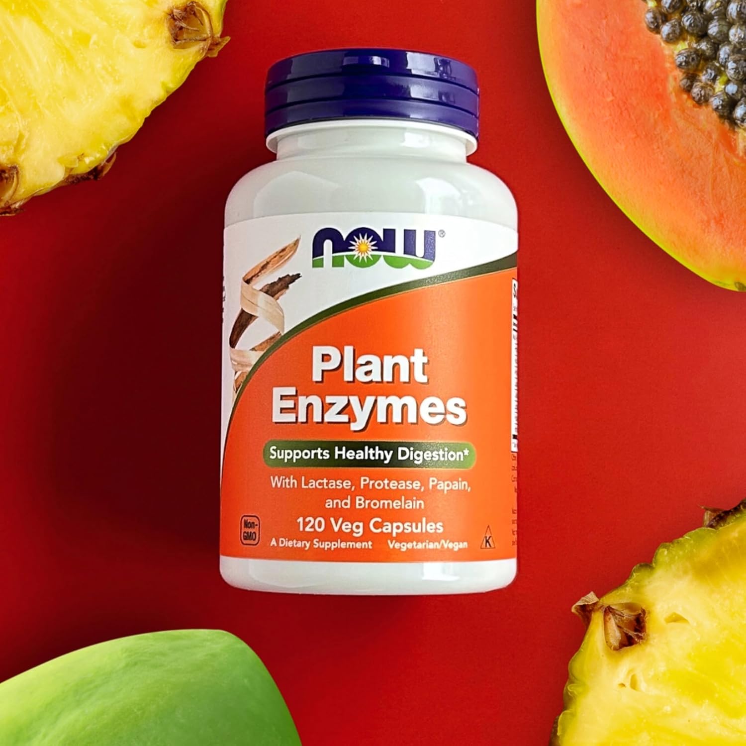 Buy now NOW Foods Supplements, Plant Enzymes with Lactase, Protease, Papain and Bromelain, 120 Veg Capsules at indiglob india