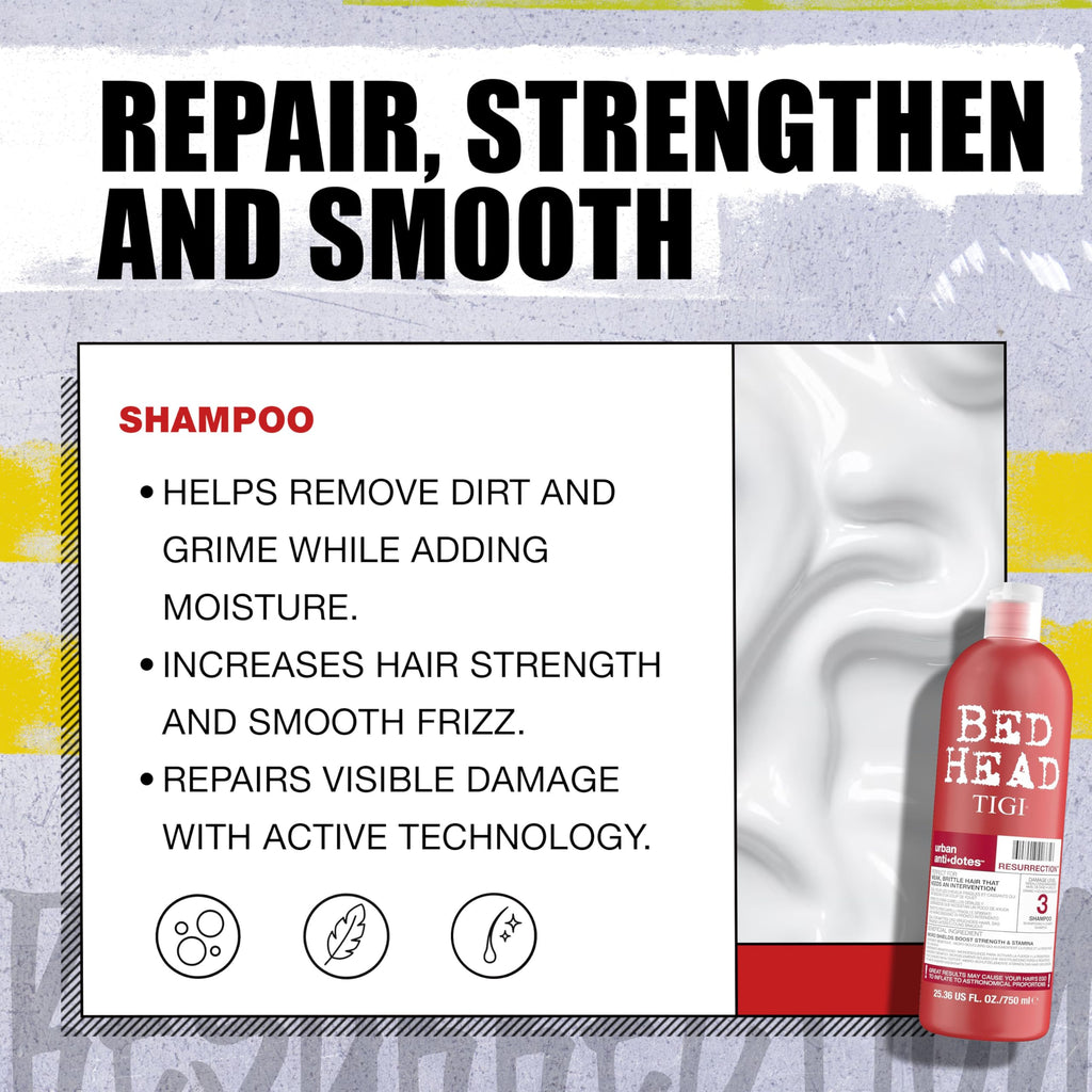 Tigi Bed Head Urban Anti+dotes Resurrection Shampoo & Conditioner Damage Level 3, 25.36 Ounce(Pack of 2)