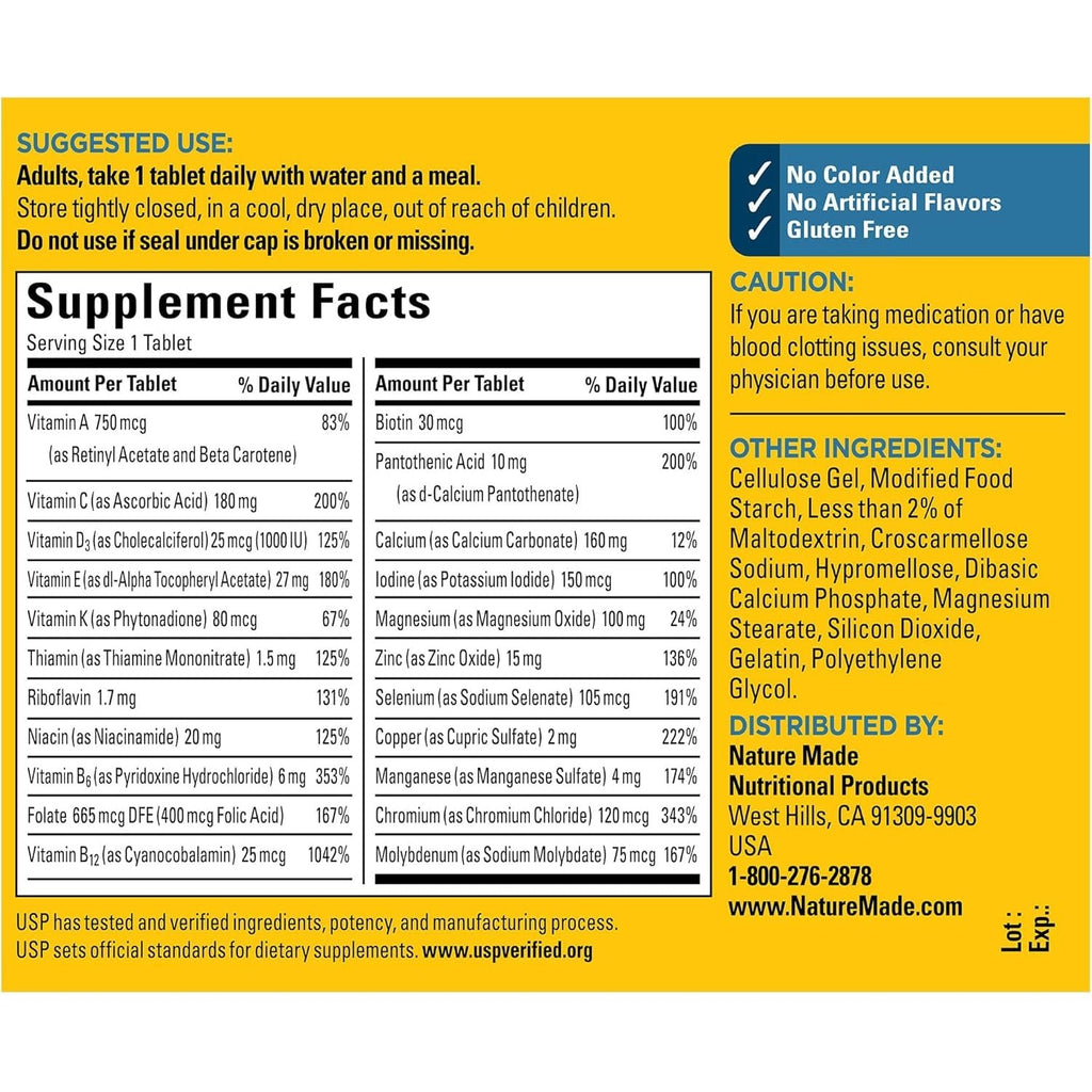 Nature Made Multi for Him 50+ Dietary Supplement Tablets 90 ea (Pack of 2)