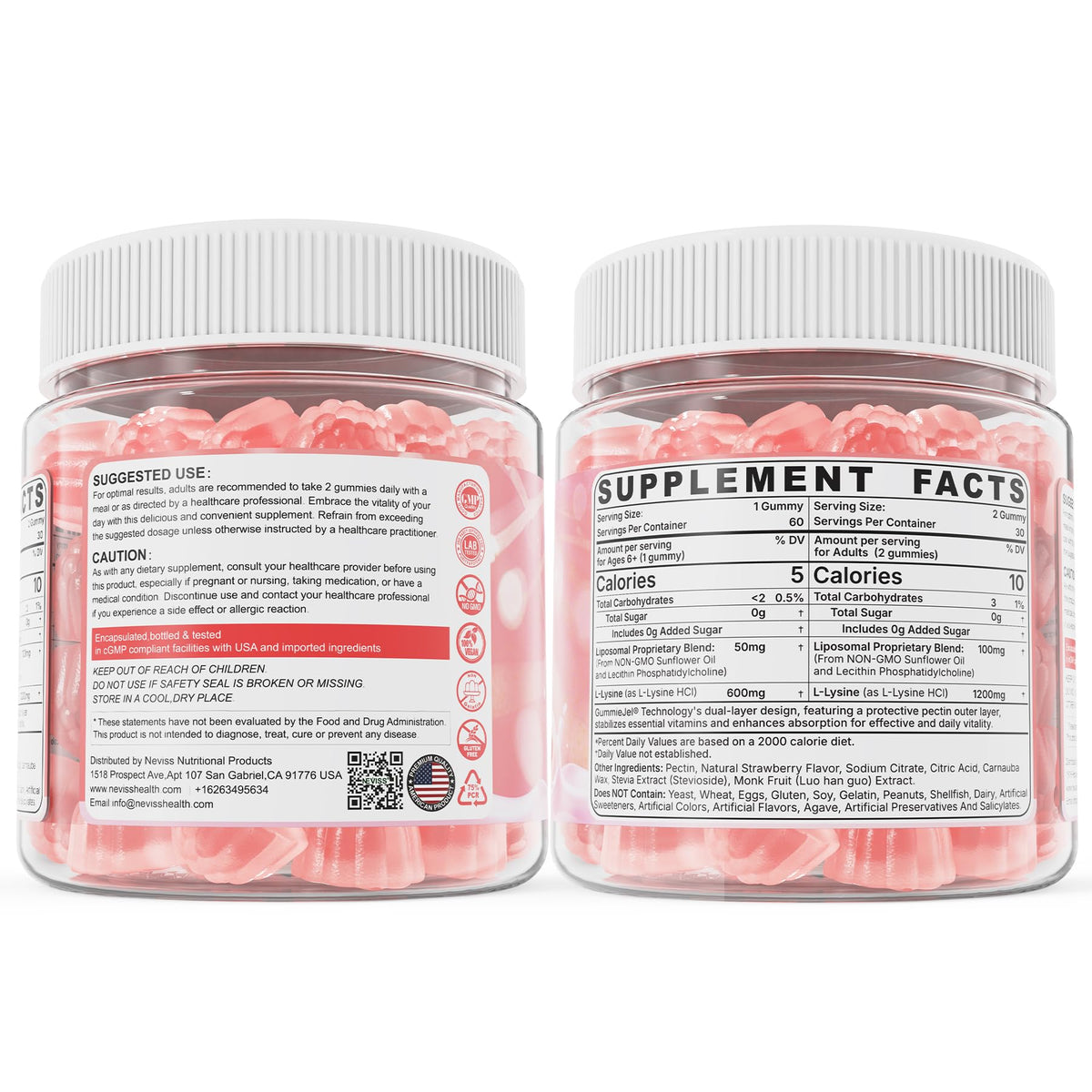 Liposomal L-Lysine Gummies 1200mg | High Absorption Immune & Skin Support