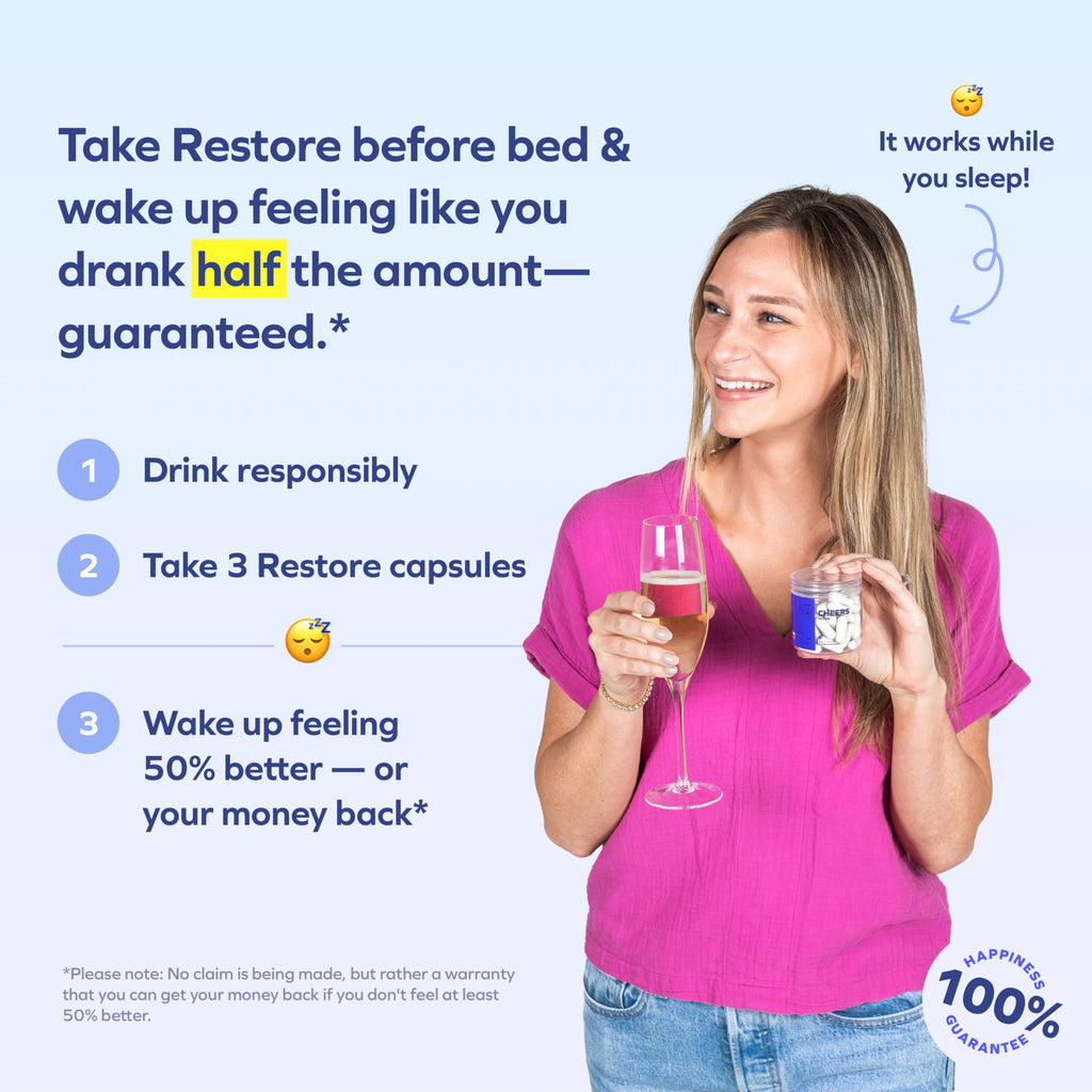 Cheers R&R Combo | Restore + Relief | 24 Doses Each | Supplements | Feel Better After Drinking & Support Your Liver, DHM, L-Cysteine, Milk Thistle, Ginger, White Willow Bark, Caffeine