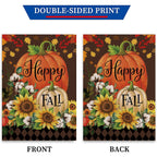 Happy Fall Garden Flag Burlap Autumn Vertical Double Sided Fall Thanksgiving Pumpkin Garden Flag Yard Outdoor Decoration 12.5 X 18 Inch
