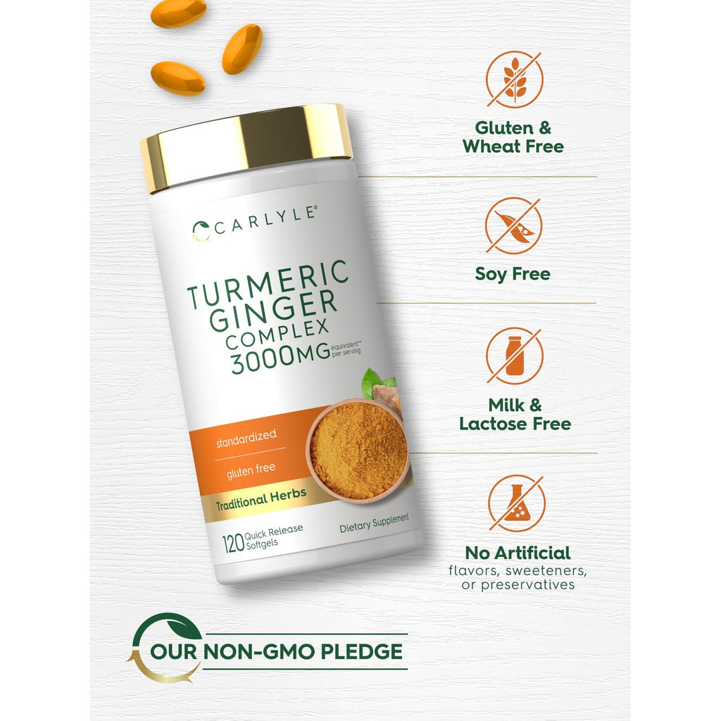 Carlyle Turmeric and Ginger Supplement | 120 Softgel Capsules