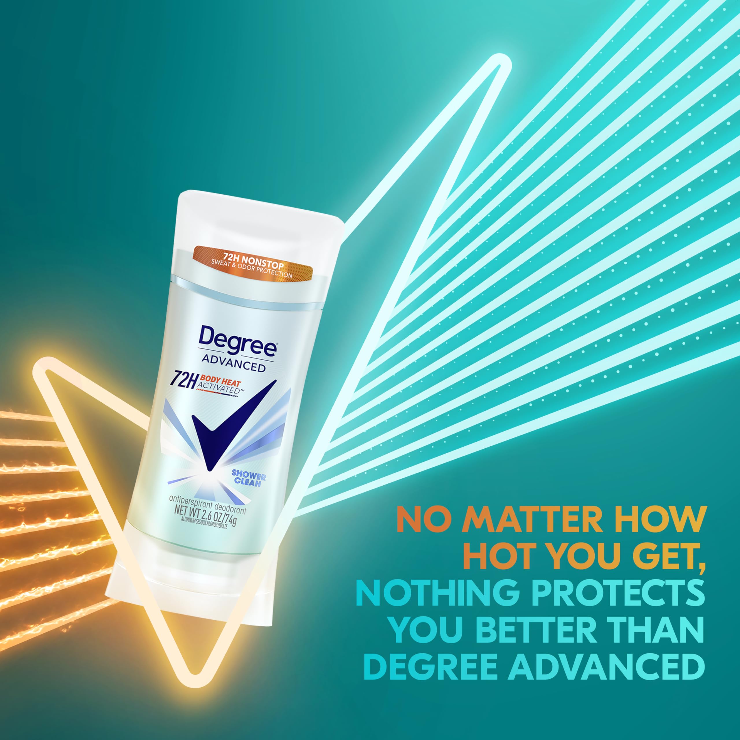 Degree Advanced Antiperspirant Deodorant 4 count 72-Hour Sweat & Odor Protection Shower Clean Antiperspirant for Women with MotionSense Technology 2.6 oz | For active days, Helps stay fresh & confident, With MotionSense, Shower Clean scent