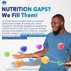 Mens Multivitamins Gummies, Methylated Multivitamin for Men, B Complex, Minerals, Vegan Omega 3, Probiotic, Enzyme, Antioxidants for Men's Complete Daily Support, Sugar Free, Vegan (No Iron) 60 Counts