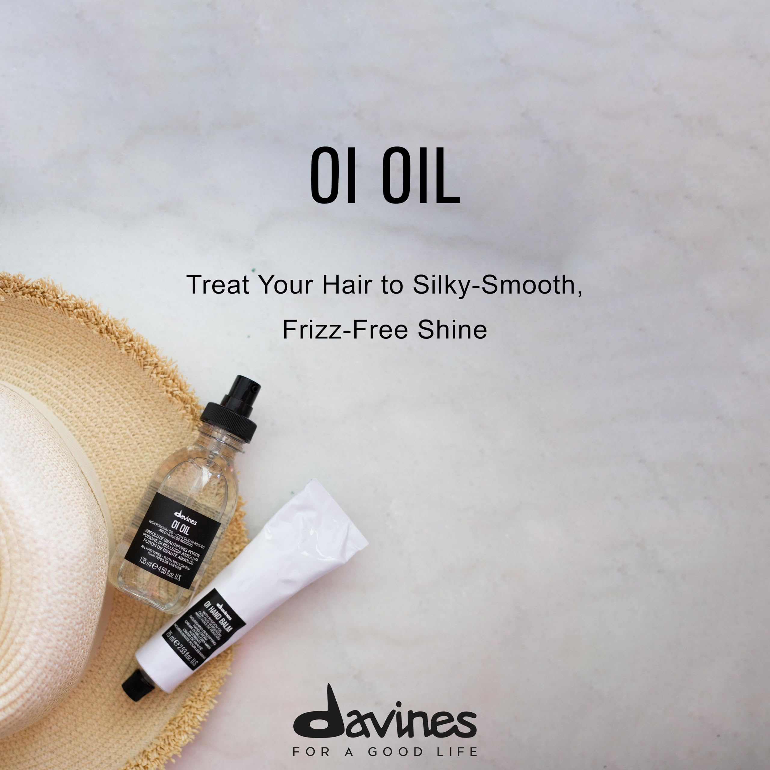 Davines OI Oil, Multi-Function Potion for All Hair Types - Weightless Anti-Frizz & Shine-Enhancing Serum with Roucou Oil - Detangles & Replenishes Moisture Hydrating Treatment