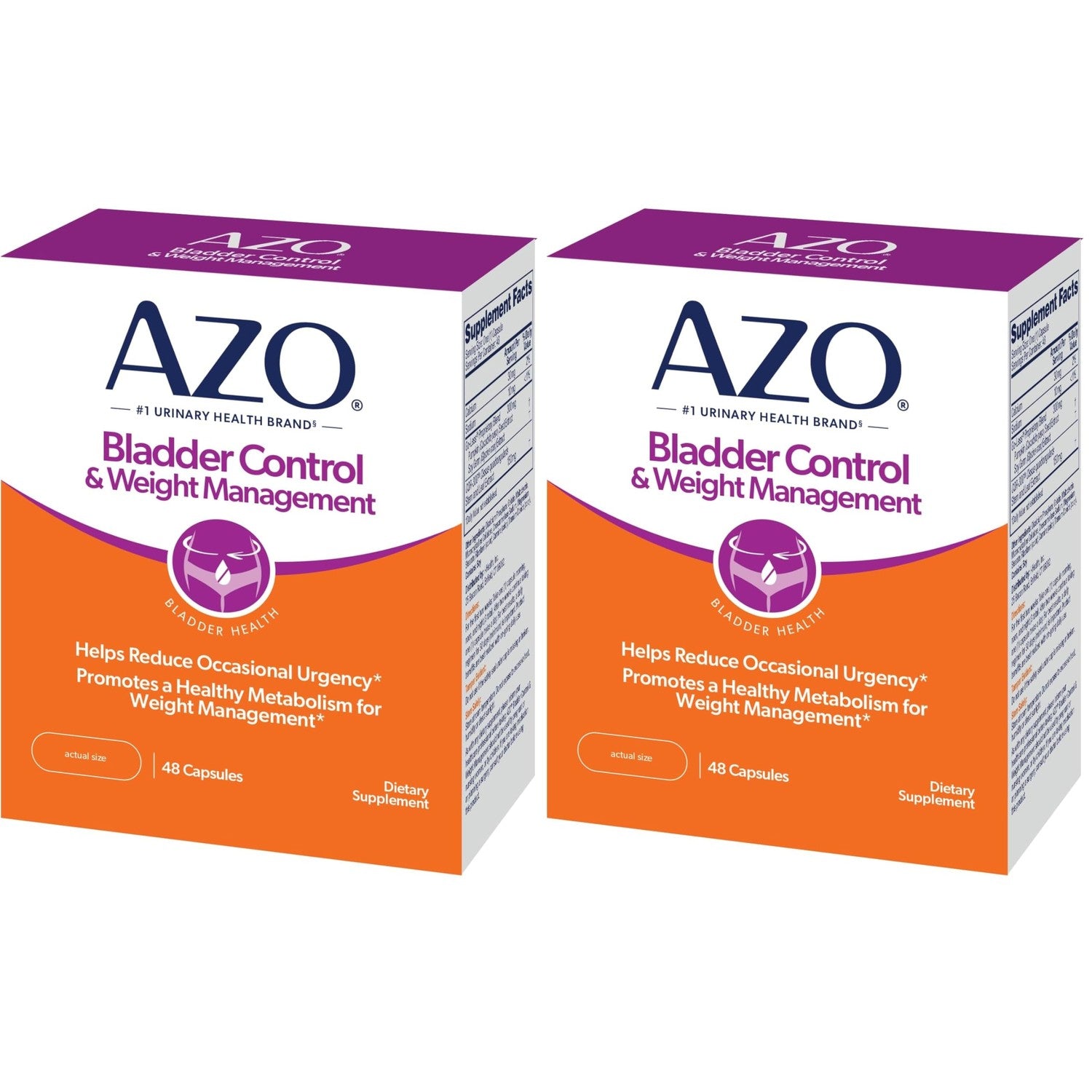 AZO Bladder Control with Go-Less & Weight Management Supplement 48 Capsules | Drug-Free Bladder Support, Made to Promote Healthy Metabolism, Reduce Occasional Urgency & Leakage, Promote Bladder Function*