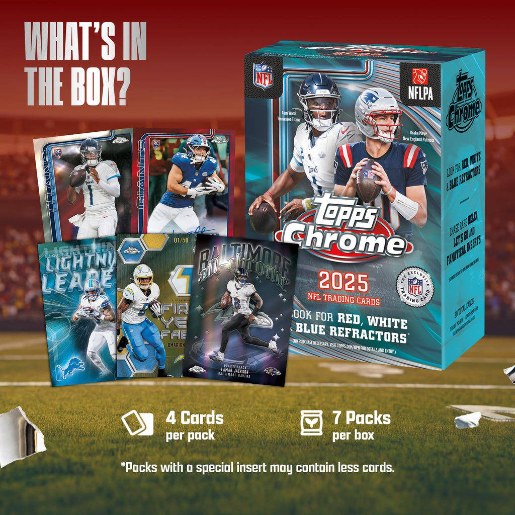 2025 Topps Chrome NFL Football - Factory Sealed - Value Box