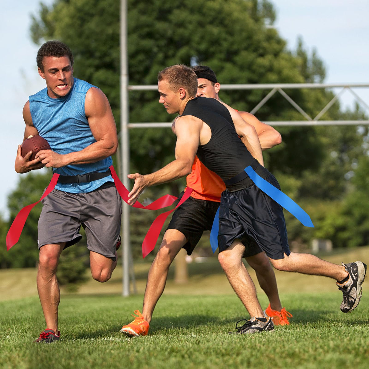 Flag Football Set, 14-Player Kit with 42 Flags, Size 3 Ball and Cones