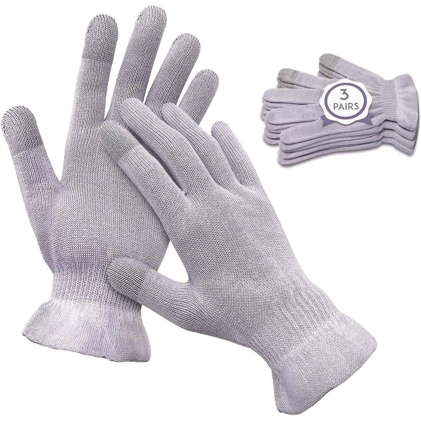 Buy now MIG4U Moisturizing Beauty Gloves Touchscreen Overnight Sleeping Glove for Women Dry Hands, Nighttime Lotion, Eczema, SPA, Cosmetic Treatment, Grey Purple 3 Pairs Size S/M S M - 3 Pairs Grey Purple at indiglob india