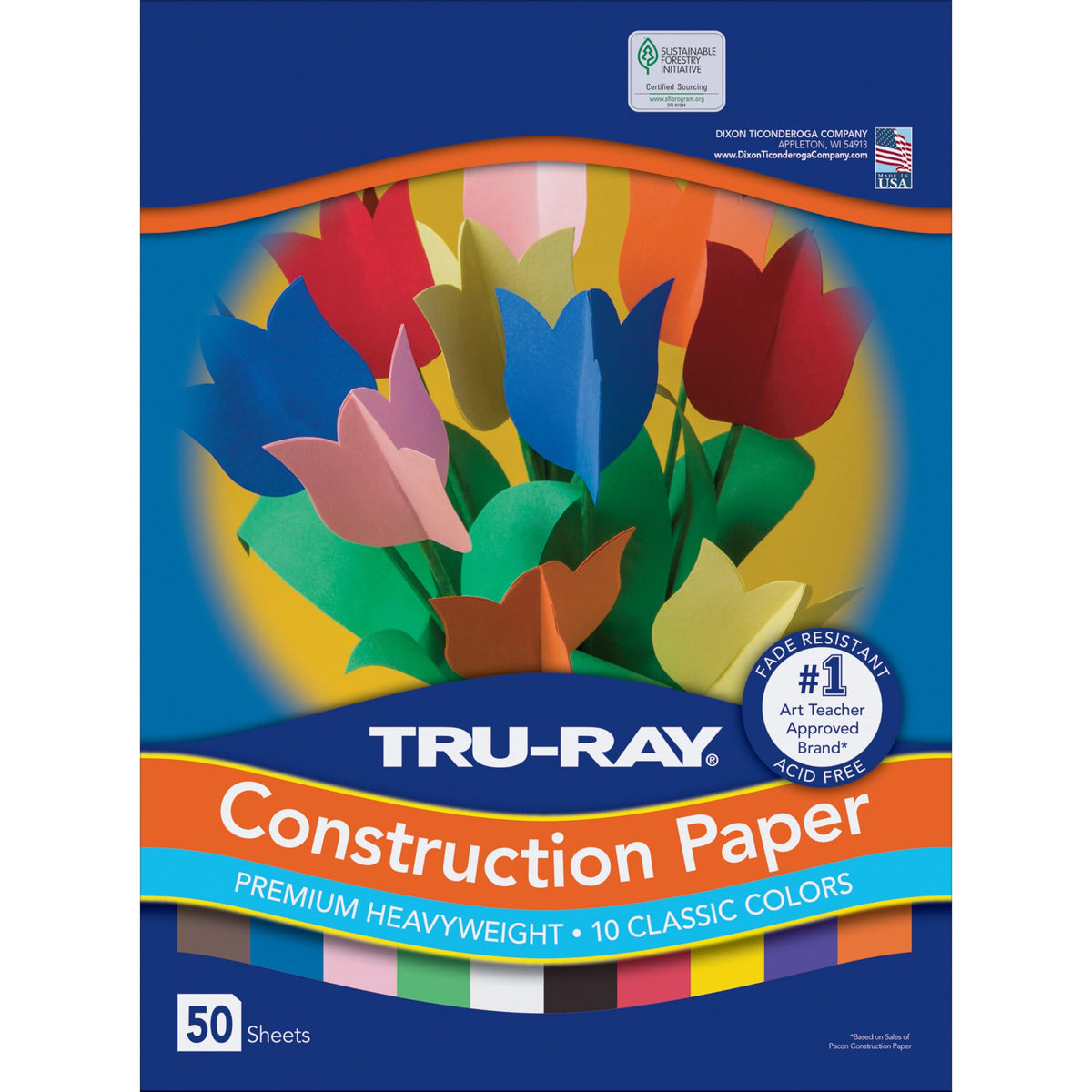 Tru-Ray Heavyweight Construction Paper, Standard Assorted Colors, 12" x 18", 50 Sheets